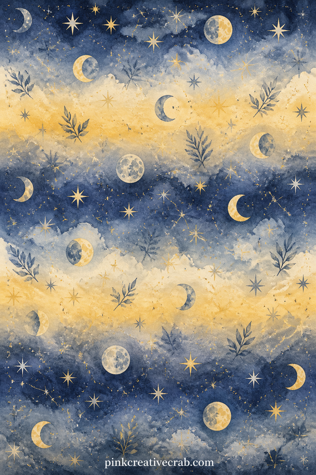 Night Sky Stripe Pattern printable page — Soft horizontal bands shift from deep indigo to pale gold like dusk settling into night, suited to a cover, a photo