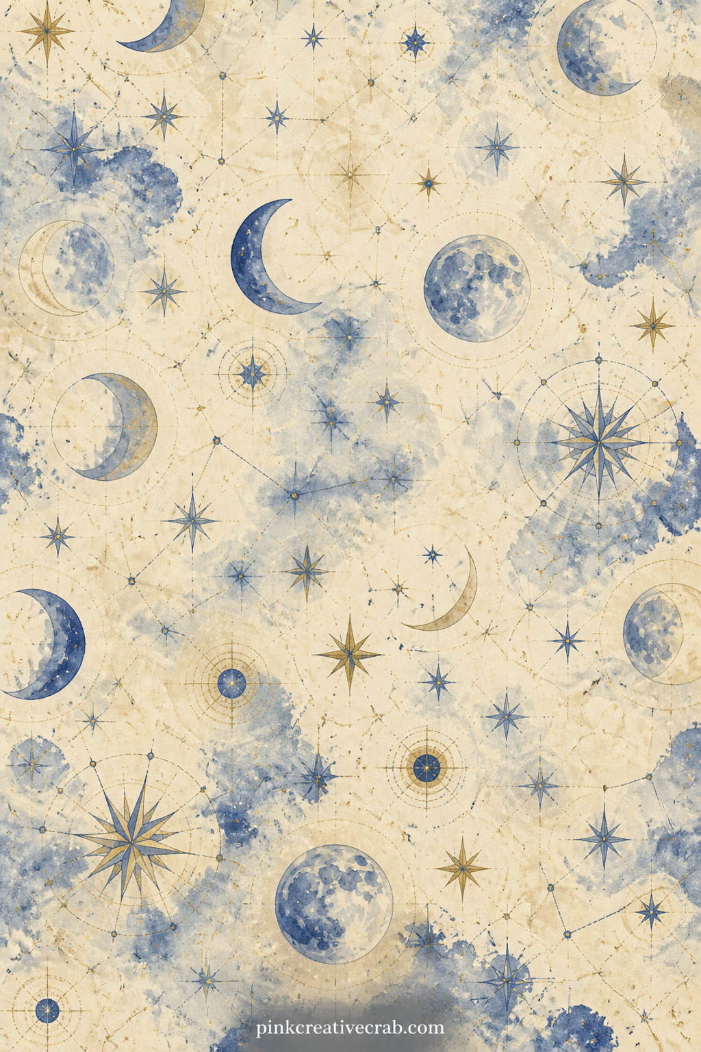 Old Star Chart Paper Texture printable page — A worn paper texture carries faint printed star markings and soft foxing spots throughout, ideal behind a