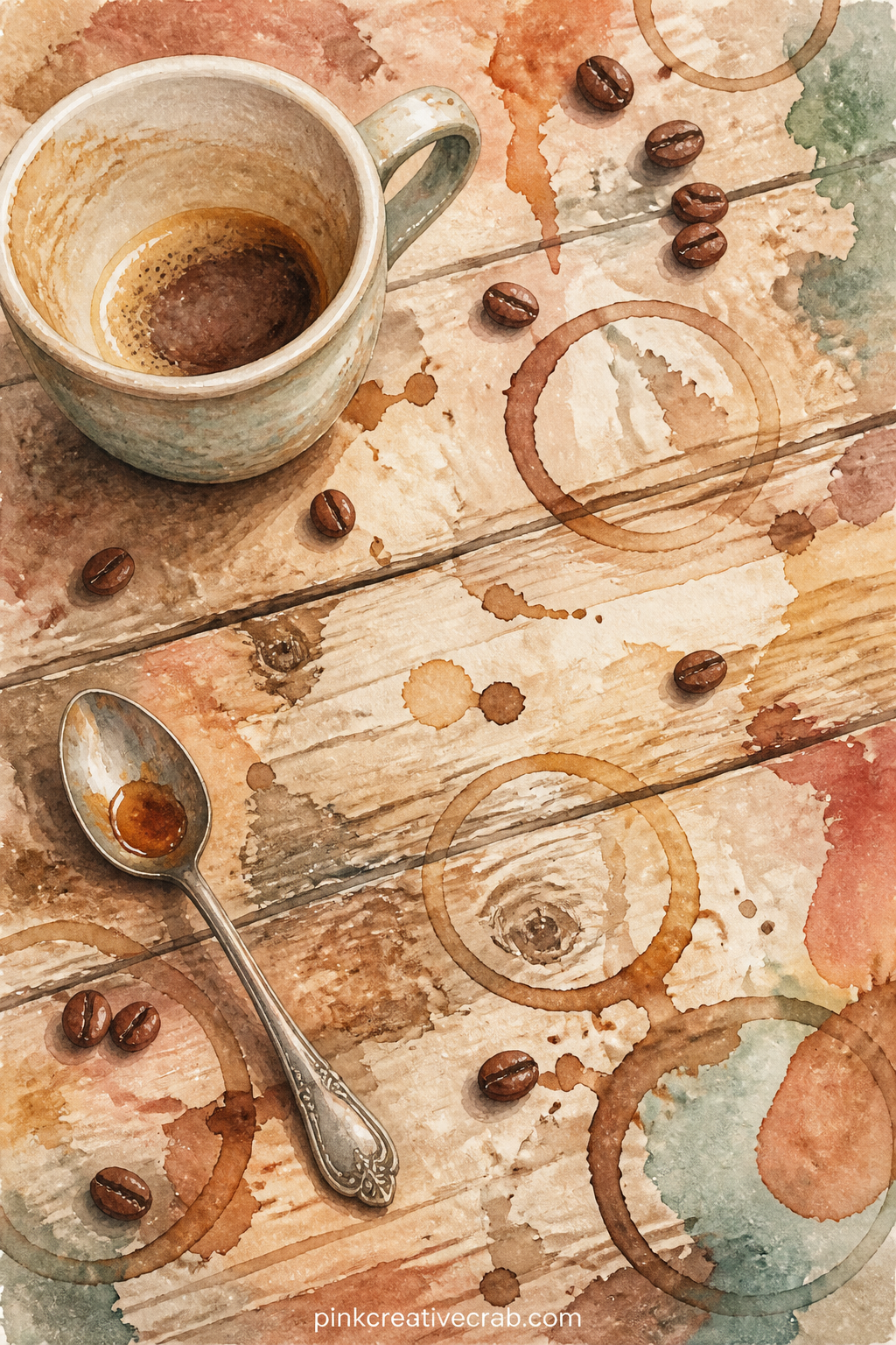 Tea Stained Coffee Stains Page printable page — Try tea-staining the outer edge of this page before trimming it, so the ring marks already painted on the sheet