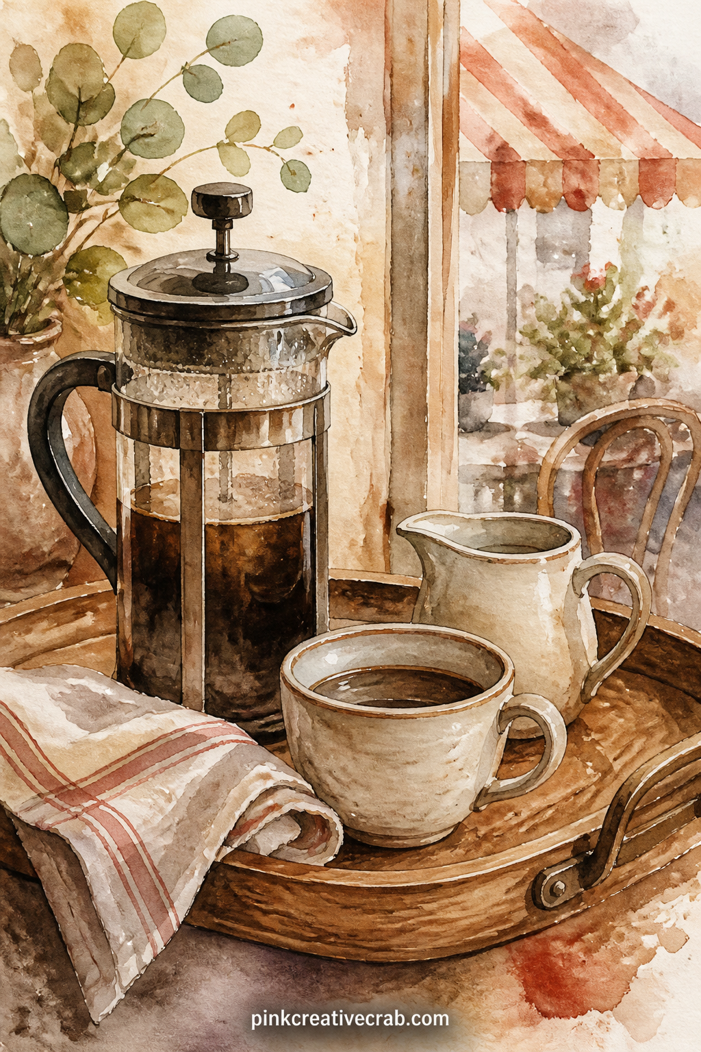 French Press On A Breakfast Tray printable page — What question would this cup answer today. Coffee junk journal