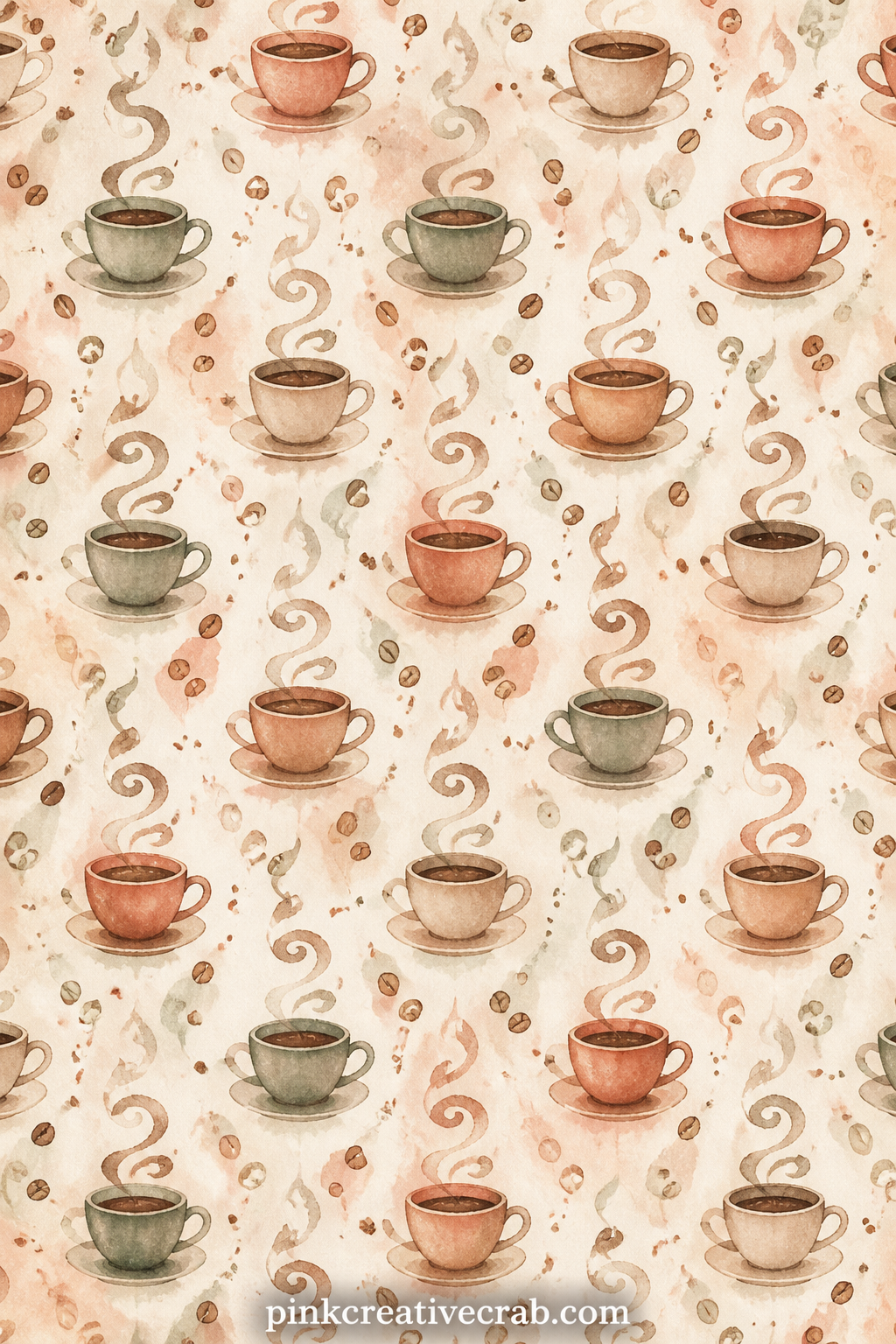 Steam Swirl Pattern printable page — These small steam swirls rising in rows suit a cover page, a background behind a cafe photo, or a divider sheet between