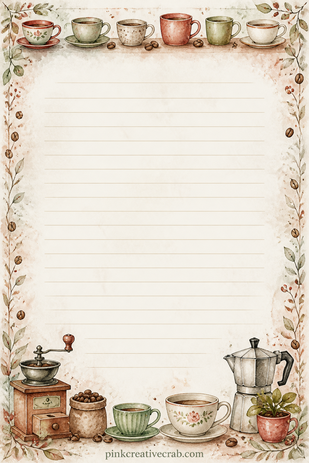 Morning Routine Lined Page printable page — Use this page for a daily coffee order, a short note on how the morning started, or a line about the weather