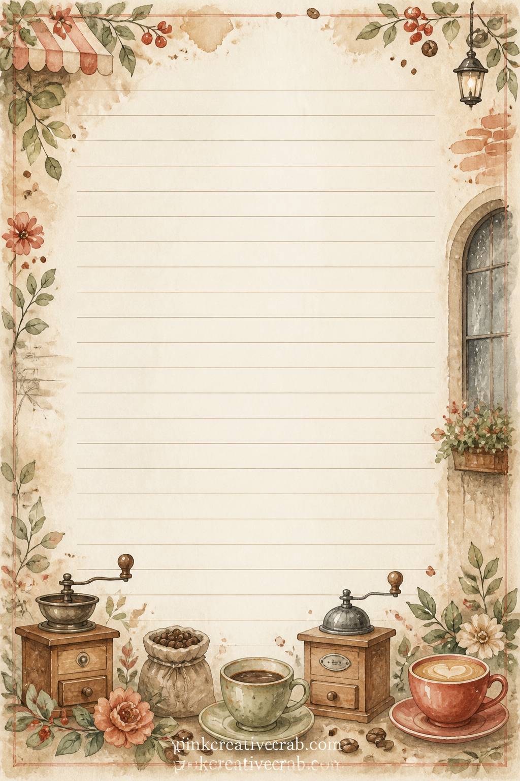 Gift List Lined Page printable page — Suited to a gift list for a coffee lover, a menu for a brunch gathering, or a short list of blends still worth trying.