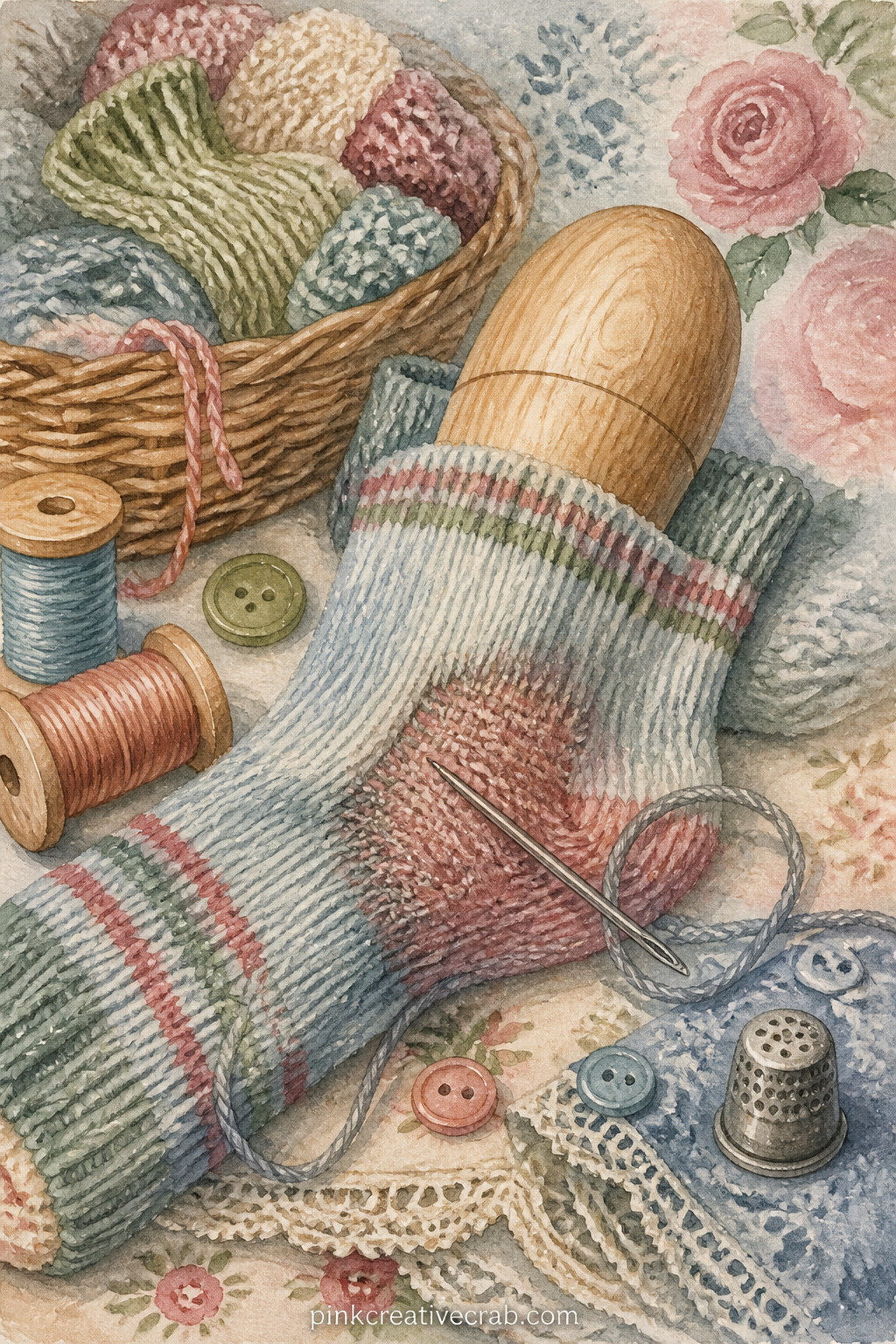 Darning Egg And Wool Sock printable page — Add a question for the entry written beside this page: what is the oldest piece of clothing in the house still being
