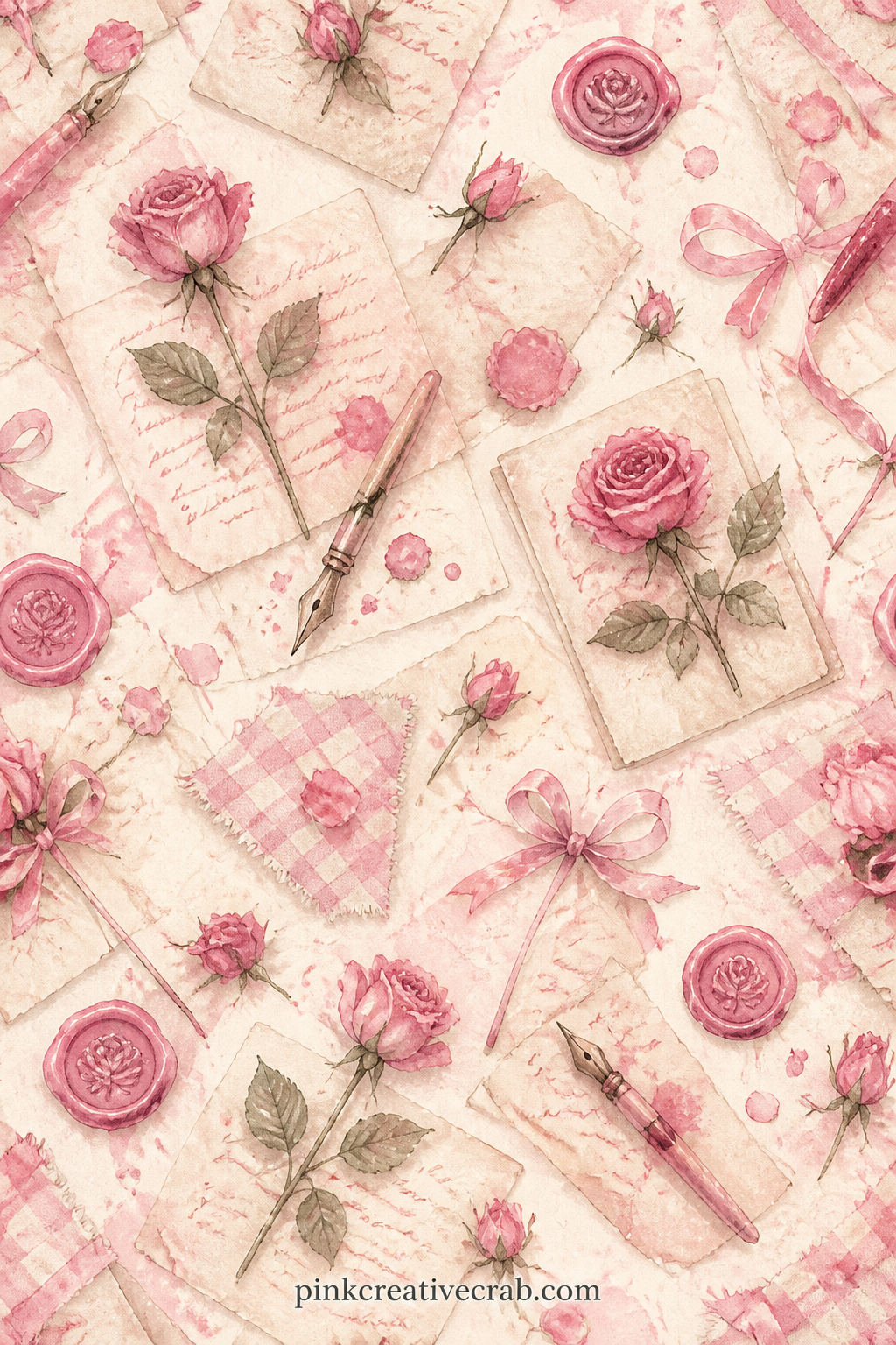 Pressed Rose In An Old Letter printable page — Fold a real pressed flower into your own journal here if you have one, or let the painted pressed rose and the