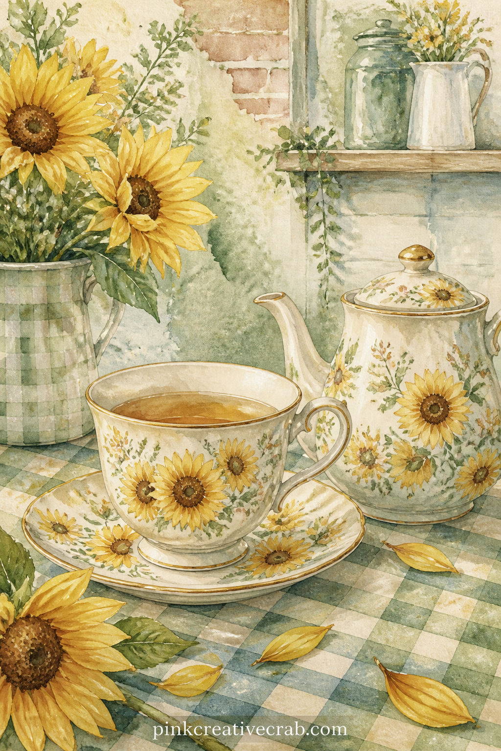 Sunflower Teacup And Saucer printable page — This page is for the reader who collects old teacups more than flowers: glue in a photo of her own cup over the