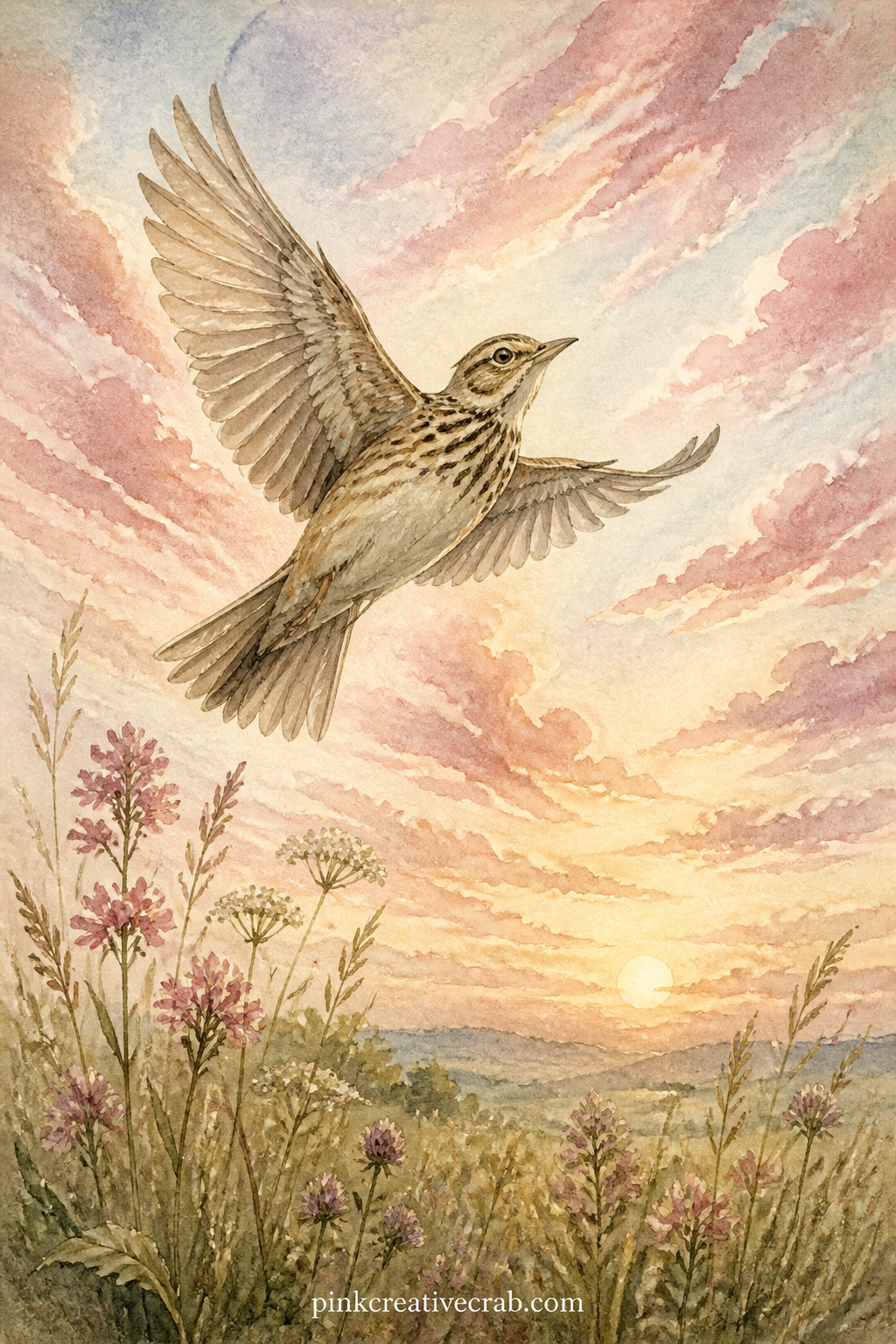 Lark Rising At Dawn printable page — What would this lark be singing about this morning, and what does that remind you of in your own week. Bird junk journal