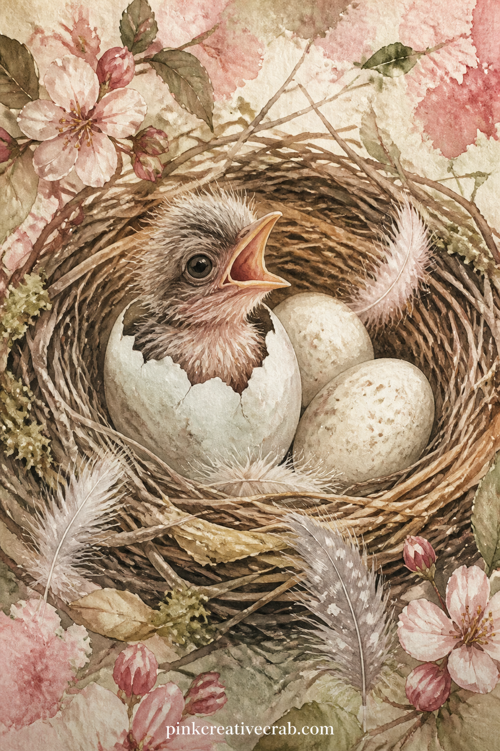 Hatching Chick In The Nest printable page — What do you hope hatches this year, in work or at home, that still feels cracked halfway open right now. Bird junk