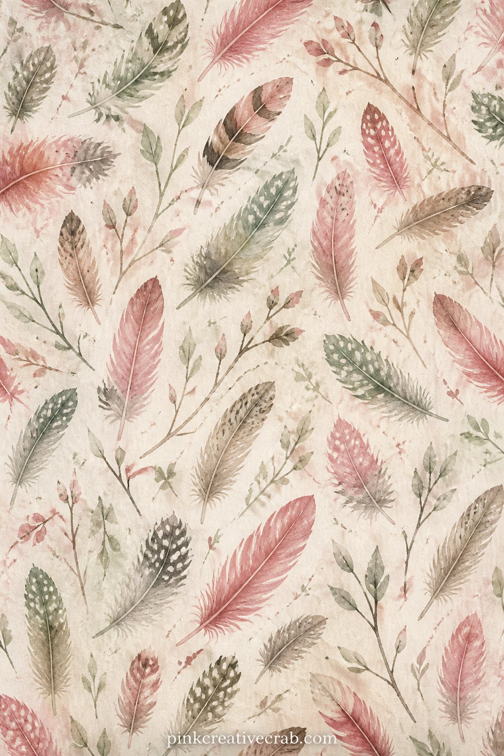 Feather And Twig Pattern printable page — Use this feather and twig pattern under a favourite bird photo, as a simple page backing, or as the inside cover of