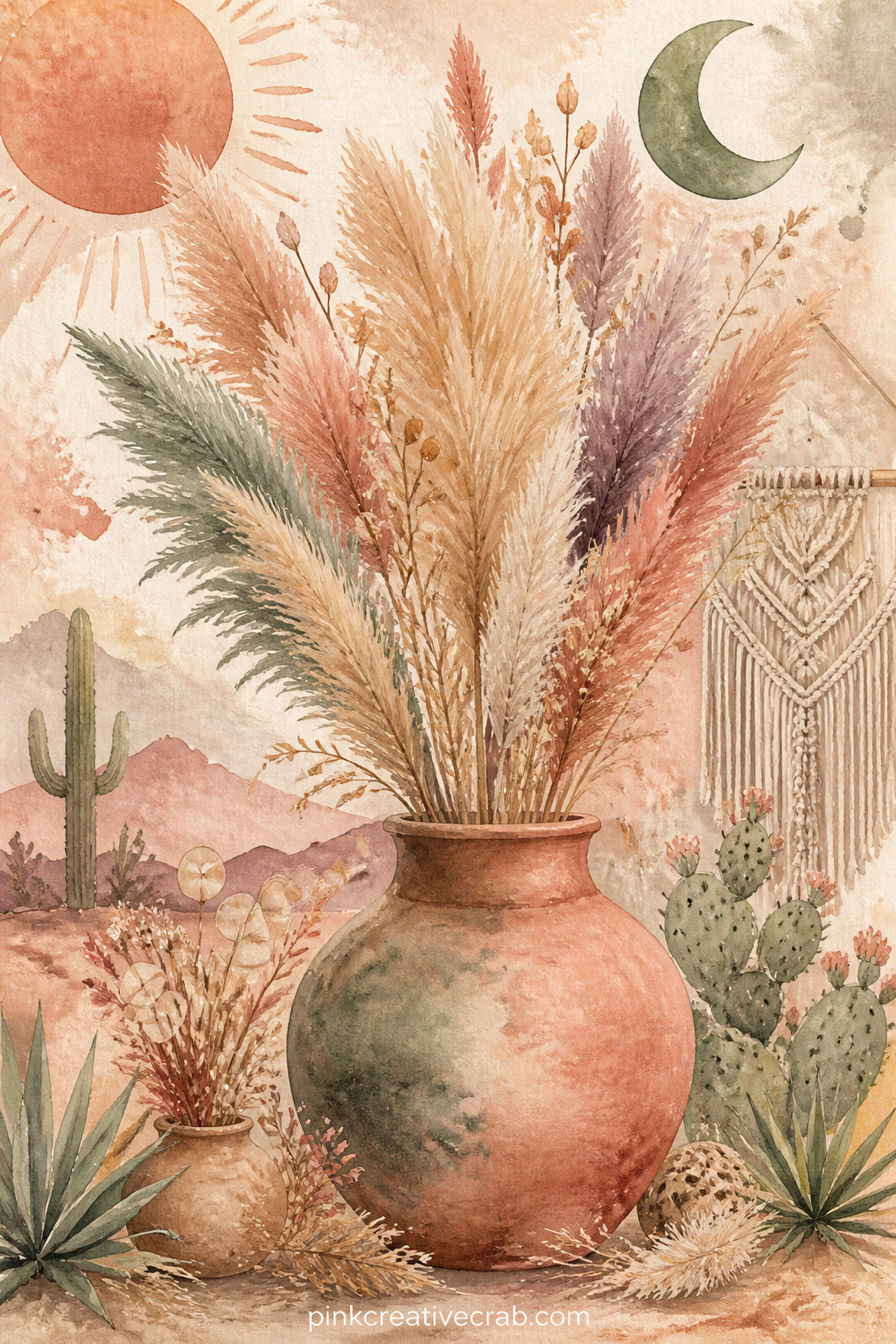 Dried Pampas Grass In Clay Vase printable page — If you write only one line on this page, try naming something you want to let dry out slowly this season, the