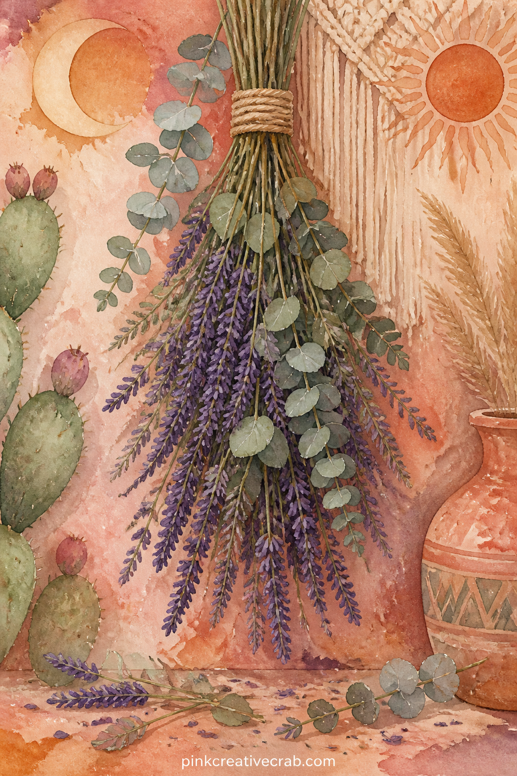 Eucalyptus And Lavender Bundle printable page — Glue a small sprig of real dried lavender or eucalyptus directly onto this page if you have one pressed flat