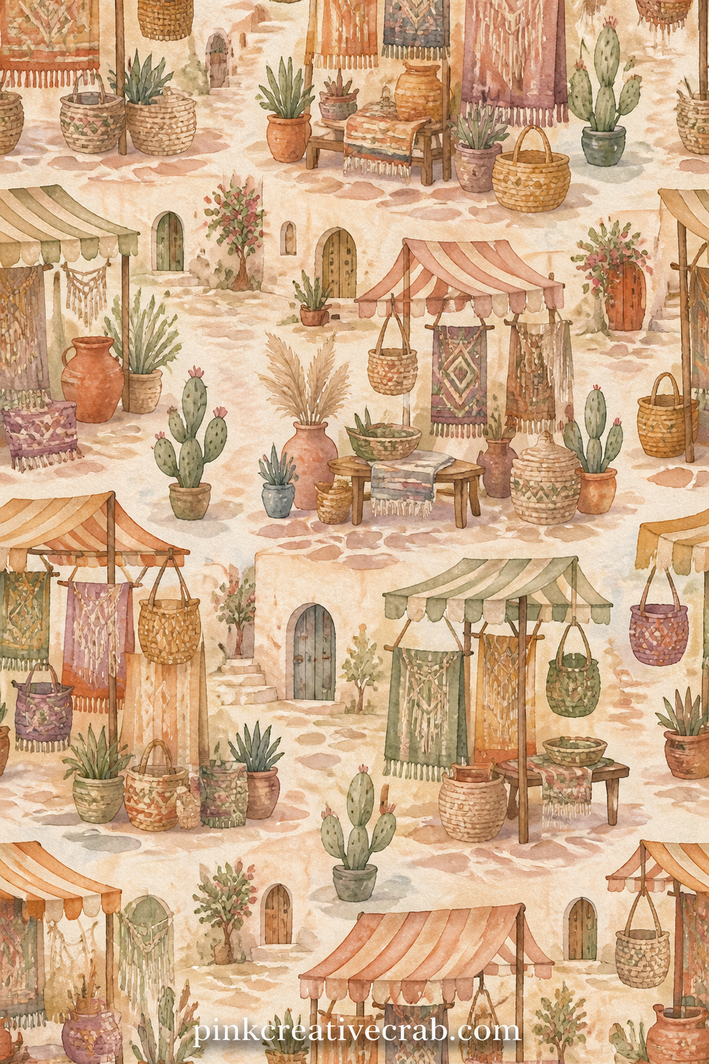 Market Stall Of Woven Goods printable page — If this trip is still fresh, write down one smell or sound from a market like this one, since those small sensory