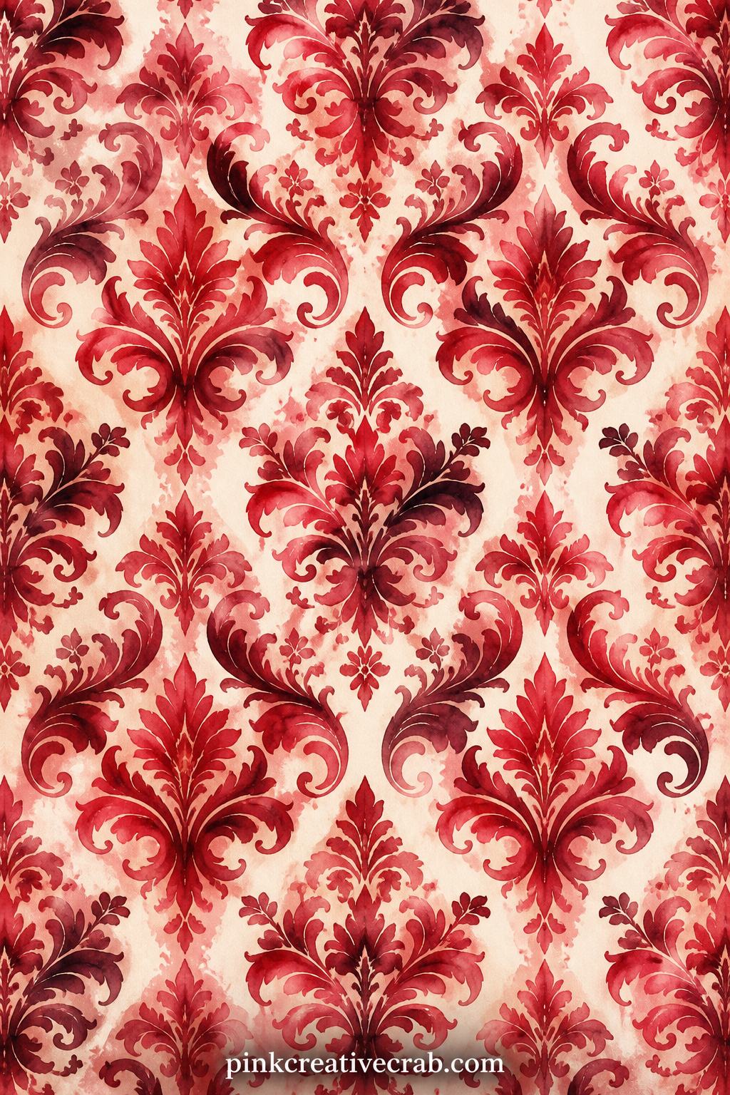 Velvet Damask Swirl Pattern printable page — Best behind a formal photo or ticket stub, as a backing for the theatre pages, or as the opening page facing the