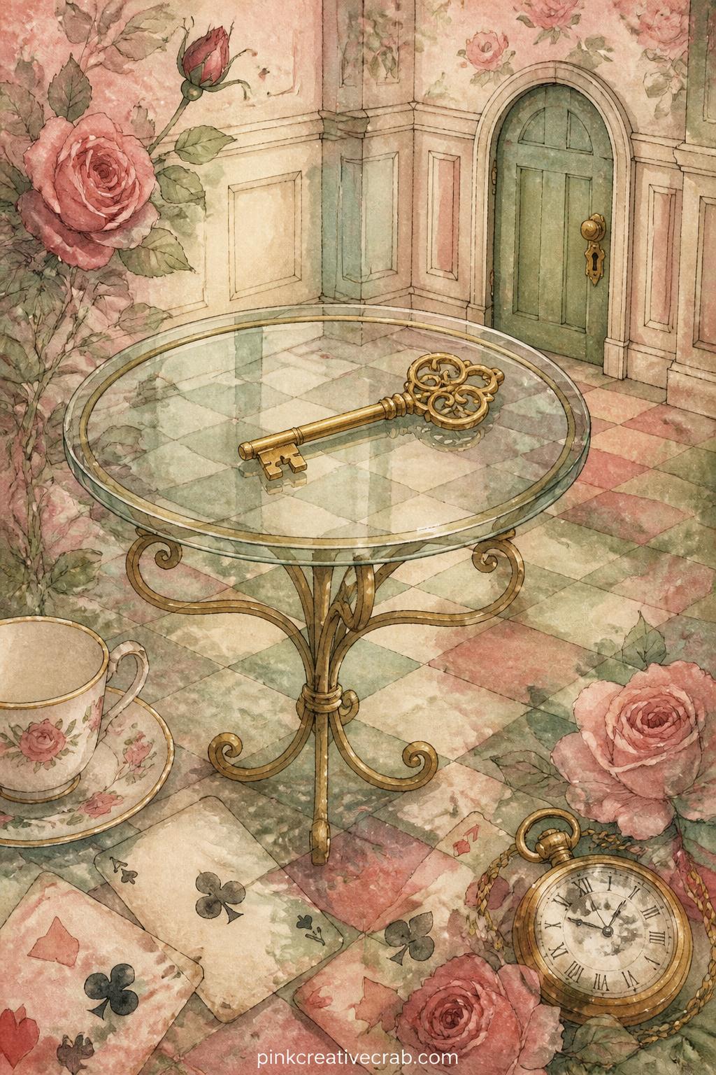 The Golden Key On Its Table printable page — Write a short wish list on this one: three doors you would open if you had the key, real or imagined, in the open
