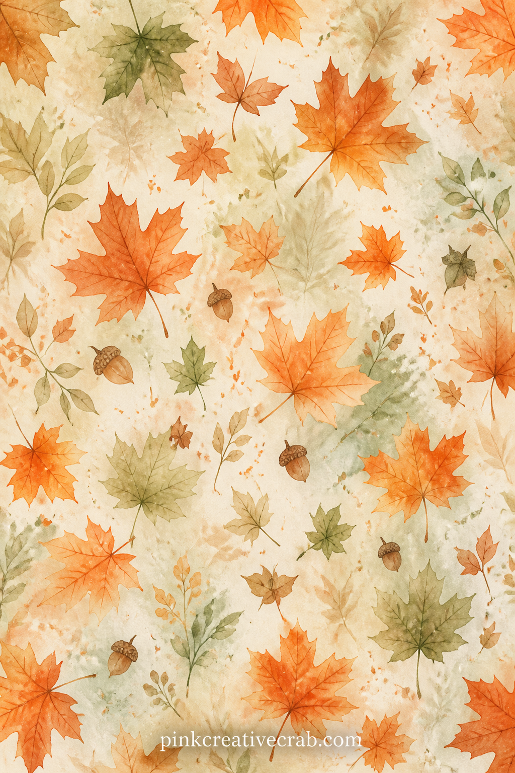 Falling Maple Leaves Pattern printable page — Maple leaves drift and repeat across the whole page as if caught mid fall. Fall junk journal
