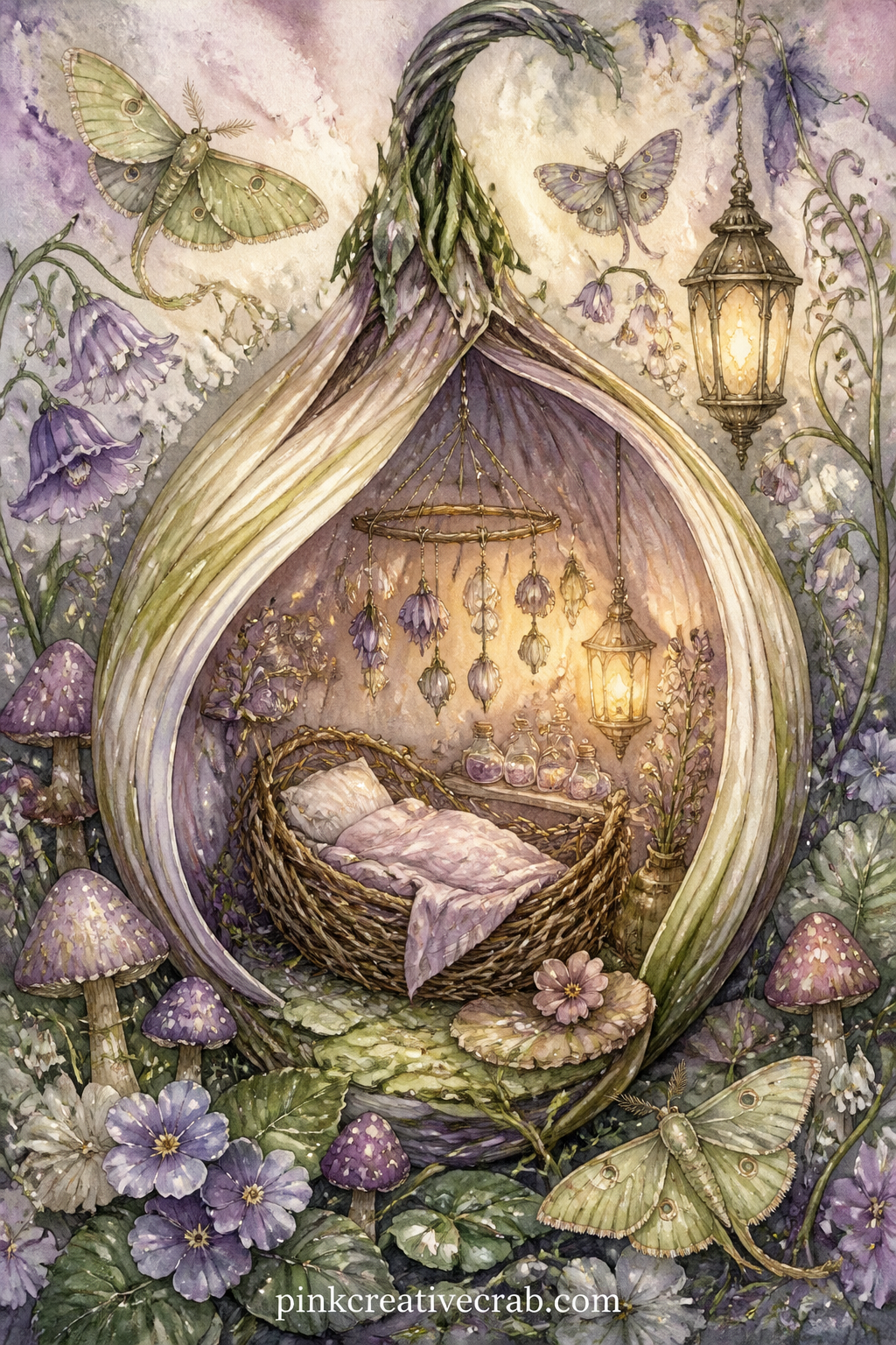 Nursery Inside a Flower Bulb printable page — Who is this page for: tuck it near the front of a journal made for a daughter or goddaughter, where a cradle