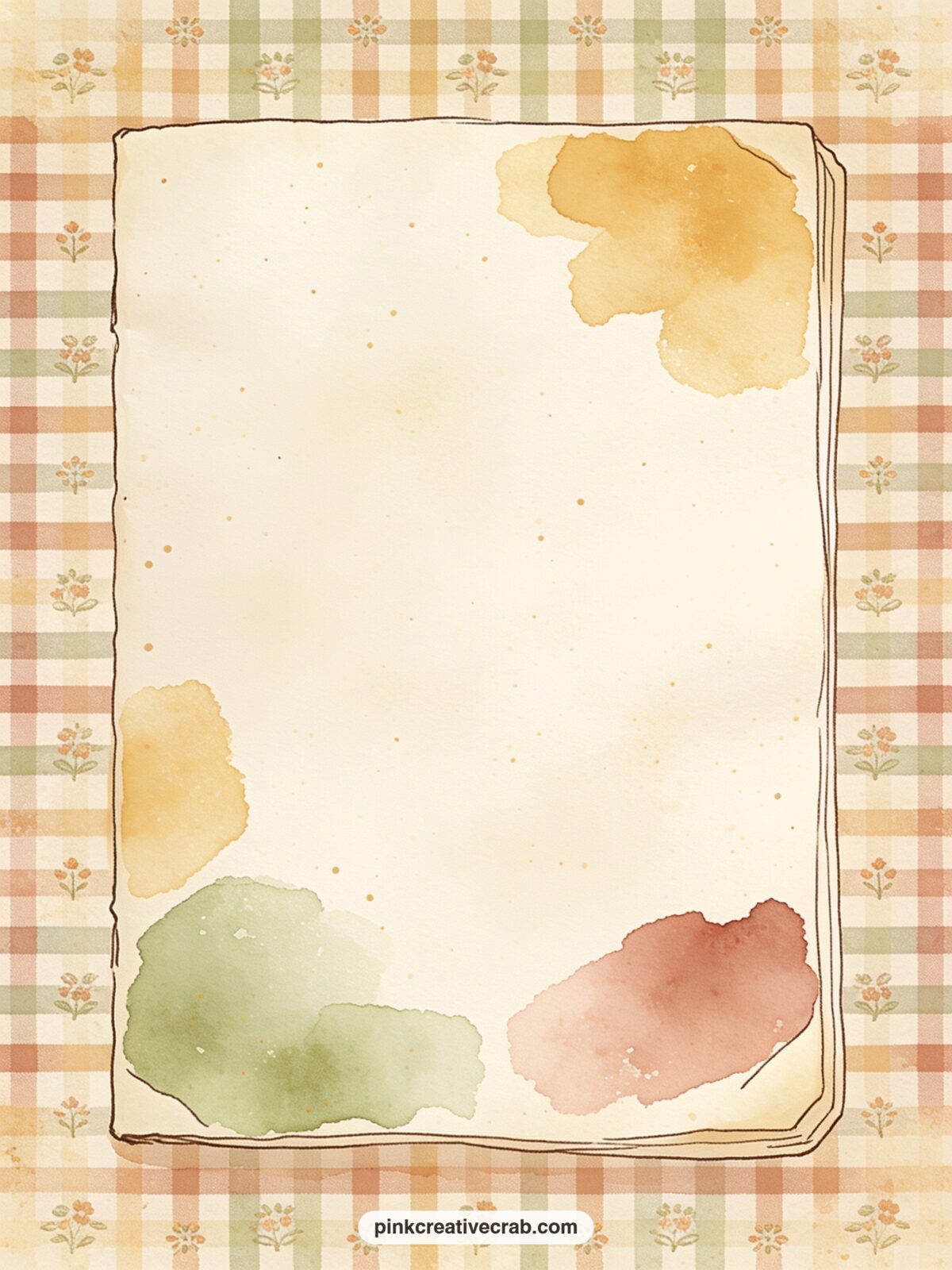 Striped Picnic Blanket Pattern printable page — Soft checked stripes in cream and dusty rose cover the sheet edge to edge. Winnie the pooh junk journal ideas