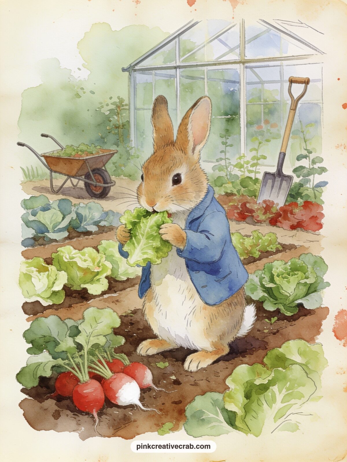 Peter Among The Lettuces printable page — Give this page a job before you glue it in: tuck a small paper seed packet label beside Peter or jot the date of your