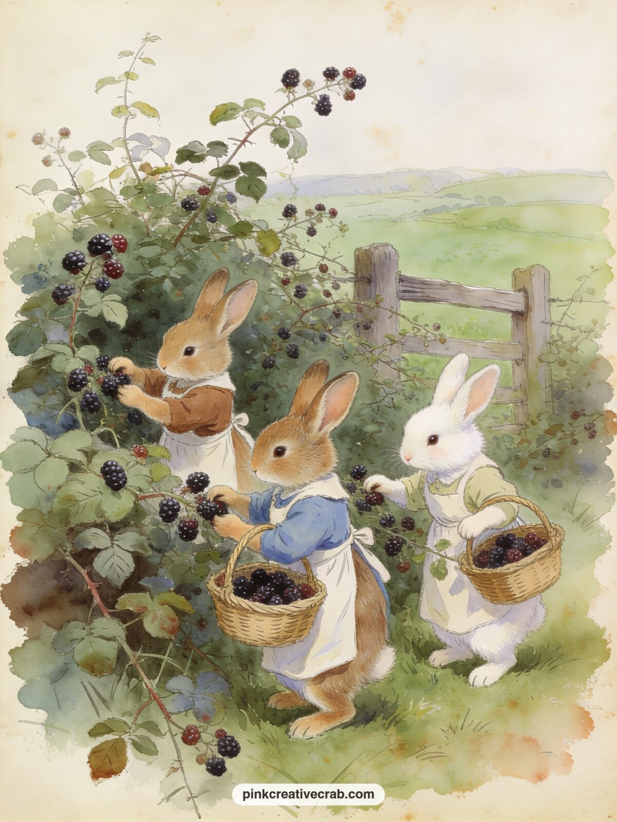 Flopsy Mopsy And Cottontail Picking Blackberries printable page — Write a short answer on this page: which of the three sisters would you have been as a child