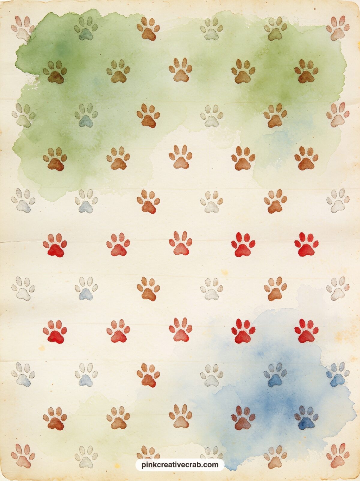 Rabbit Paw Prints Pattern printable page — Small paw prints wander in loose rows across this page, a quiet choice behind a portrait photo or as the inside