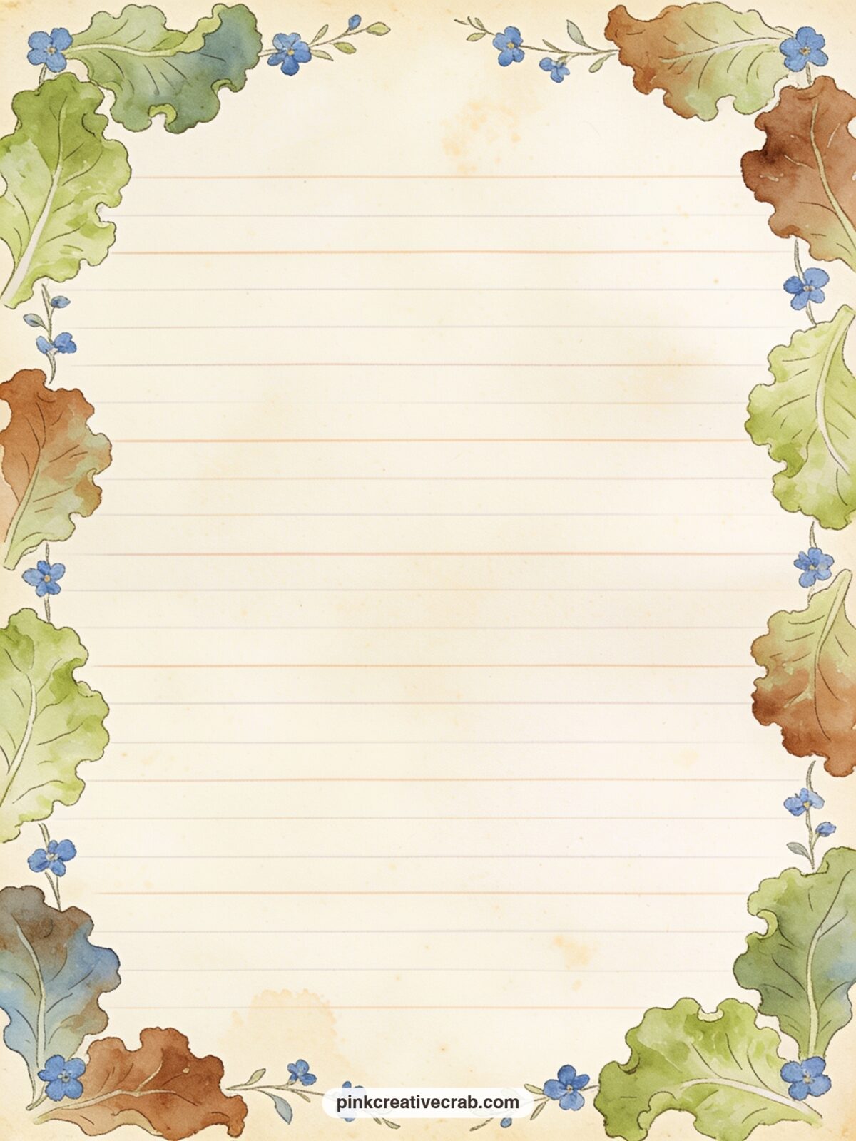 Garden Diary Lined Page printable page — Use these lines for what you planted this week, a weather note from the garden, or the date Peter first appeared in