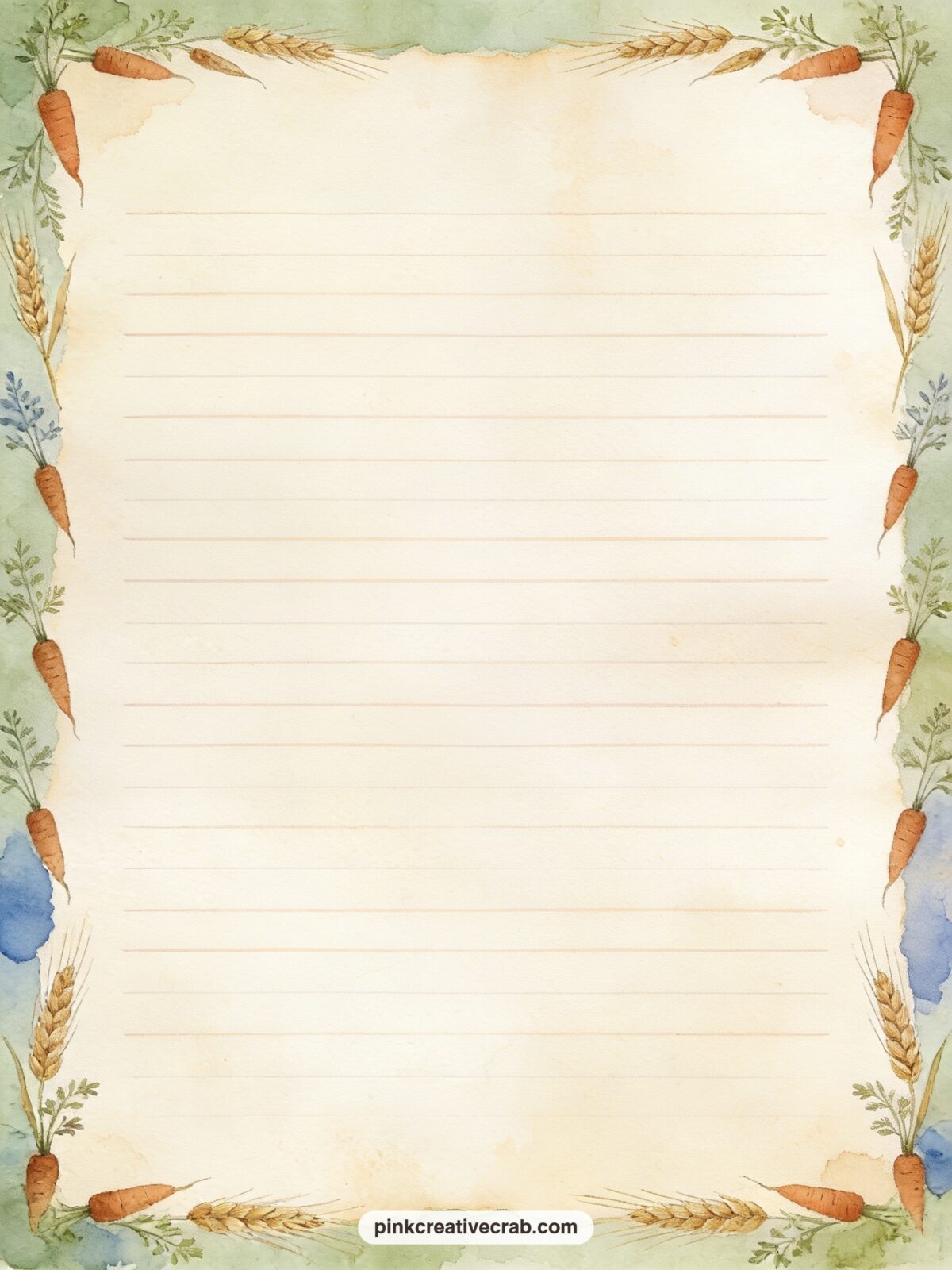 Recipe Keeping Lined Page printable page — Copy a camomile tea recipe, a bread recipe like Mrs Rabbit's, or a short list of what to bring on a picnic in the