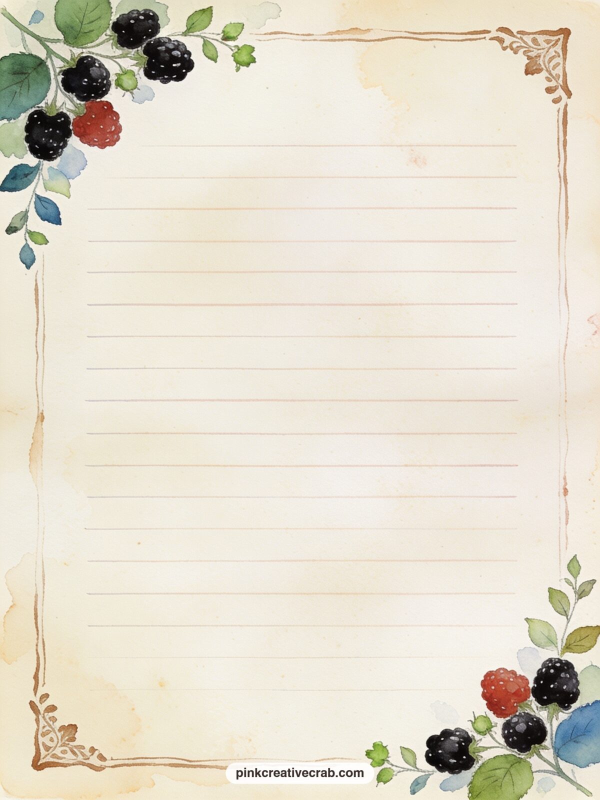Gift List Lined Page printable page — Note names and small gifts for a Beatrix Potter themed gift exchange, a list of books to pass on to a child, or names for