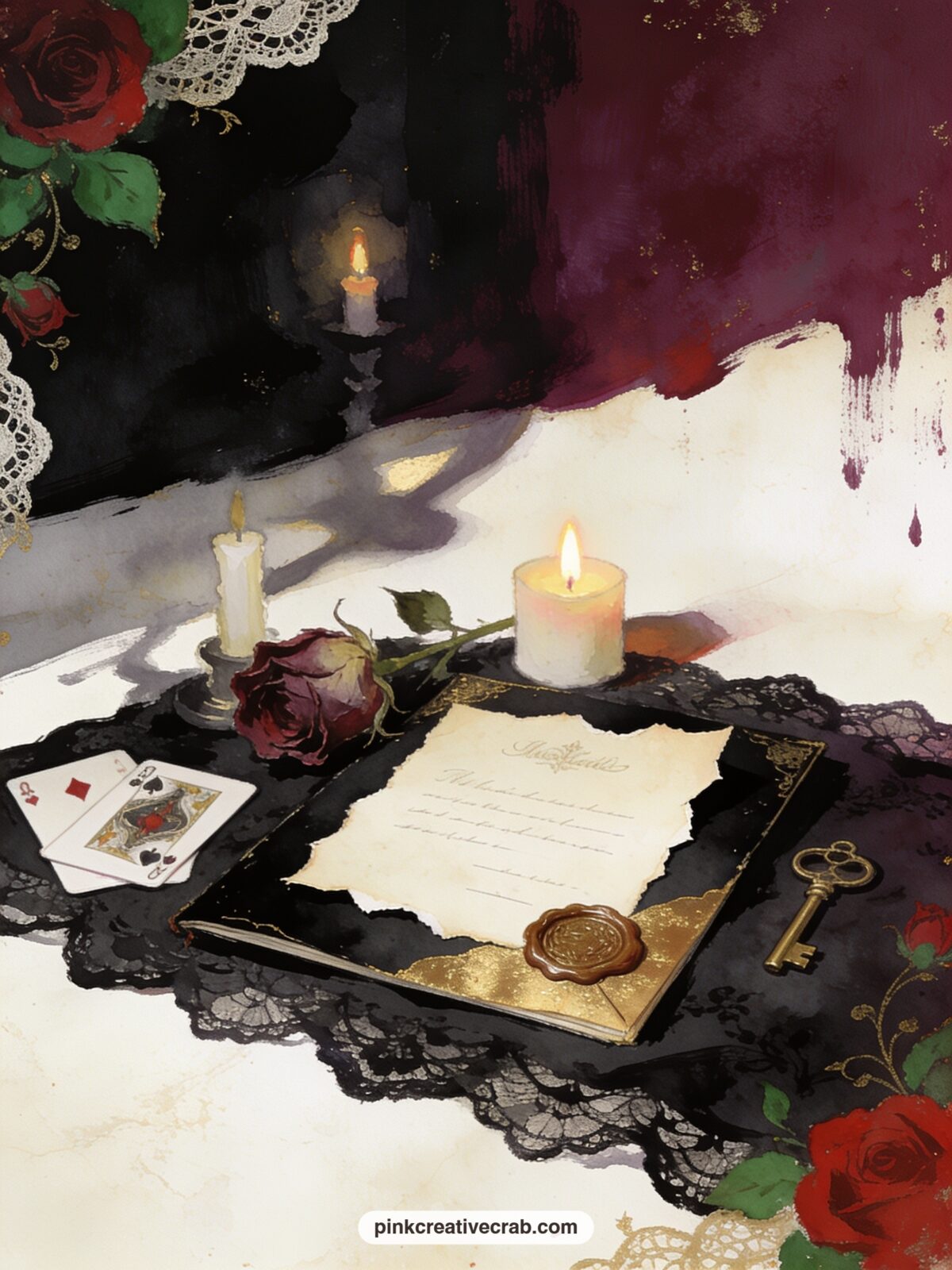 Alice's Torn Invitation Card printable page — Glue a real written note behind this page, your own invitation to tea with someone you love, and let the torn