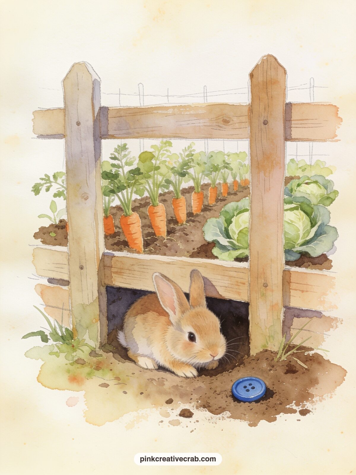 Peter Caught In Mr McGregor's Garden printable page — Fold this page gently down the middle before gluing it in, so the vegetable rows on the left and Peter