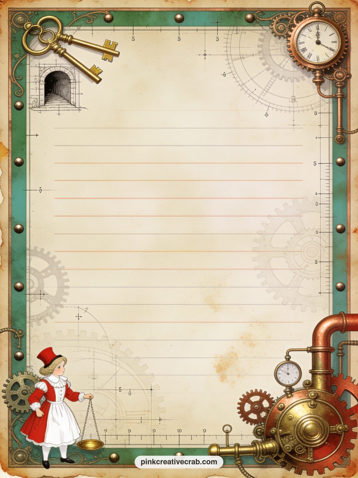 Rabbit Hole Lined Page printable page — Good for a list of things you are curious about, a few lines on a recent daydream, or notes on a journal page still to