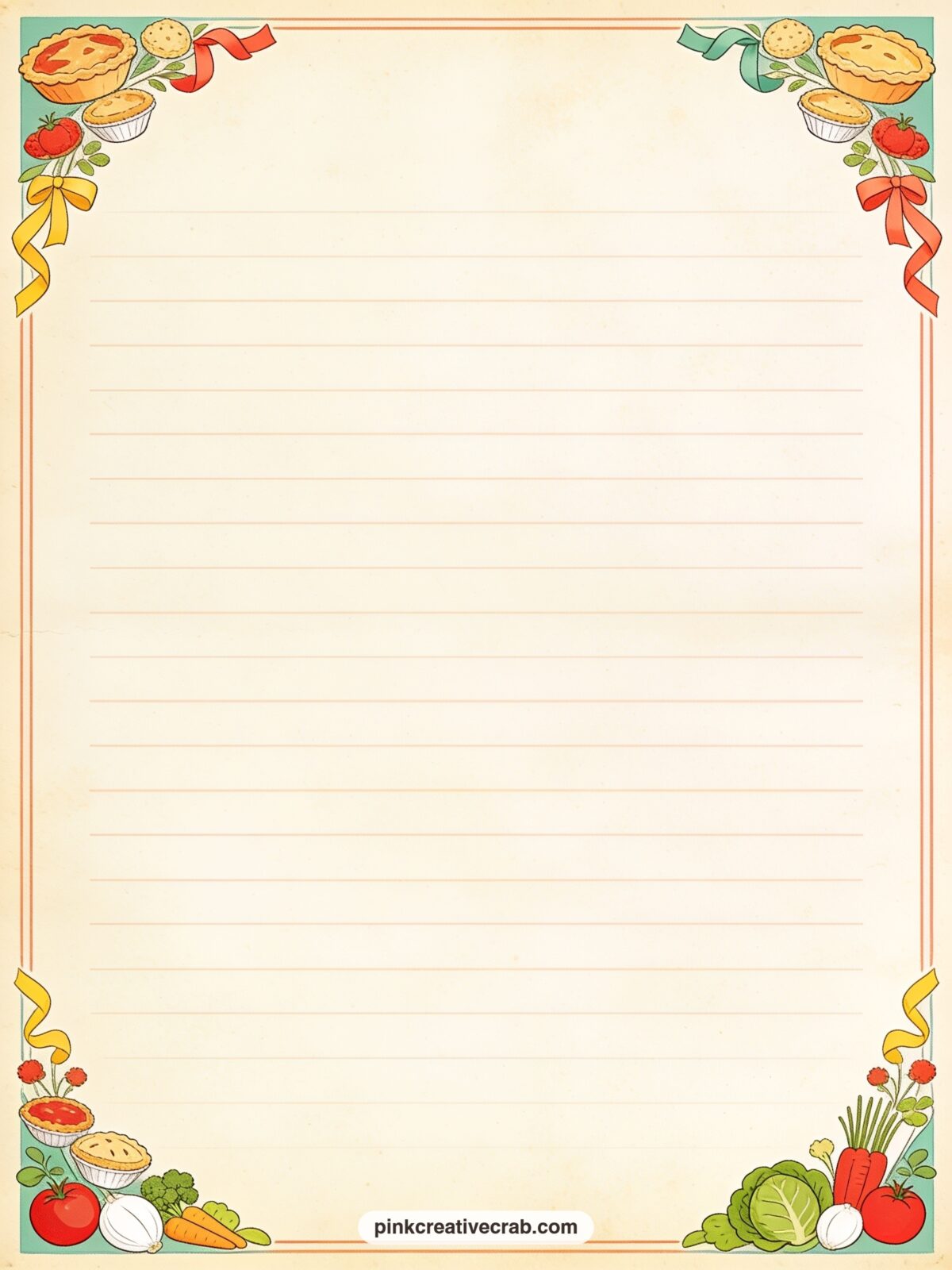Fairground Favorites Lined Page printable page — Write a pie recipe worth passing down, a list of fair ribbons you would love to win someday, or a memory of