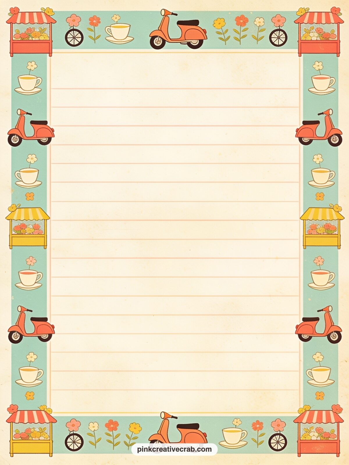 Town Square Lined Page printable page — Use this one for a market shopping list, a note about the best book club pick of the year, or a short letter to the