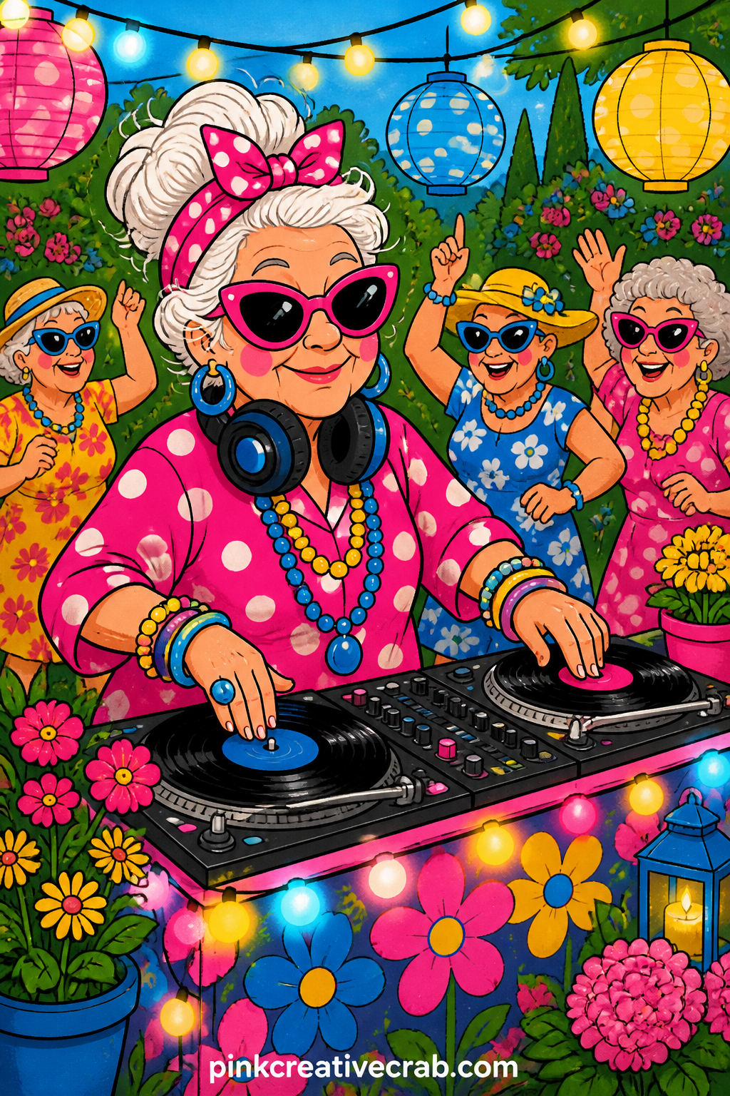 Garden Party DJ Booth printable page — The five minute version: skip coloring anything extra and just glue this page in as is, then write the name of your