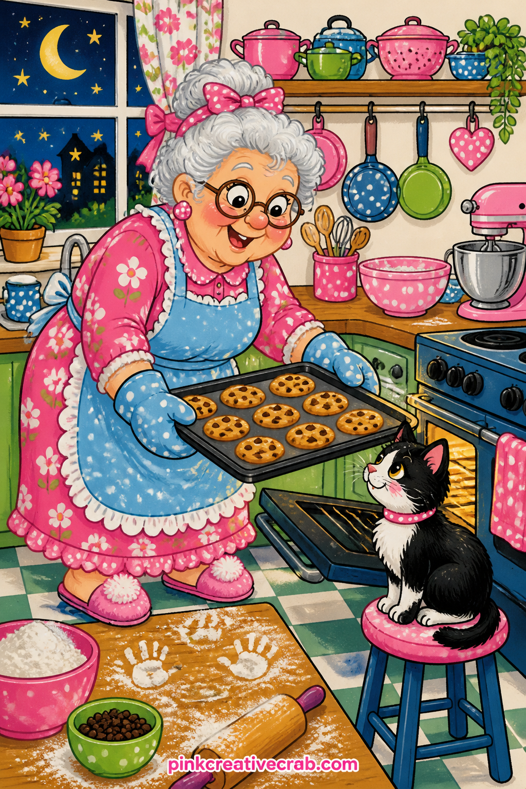 Midnight Baking Marathon printable page — This page works well next to a lined page later in the set: glue them as facing pages and use the lined side to copy