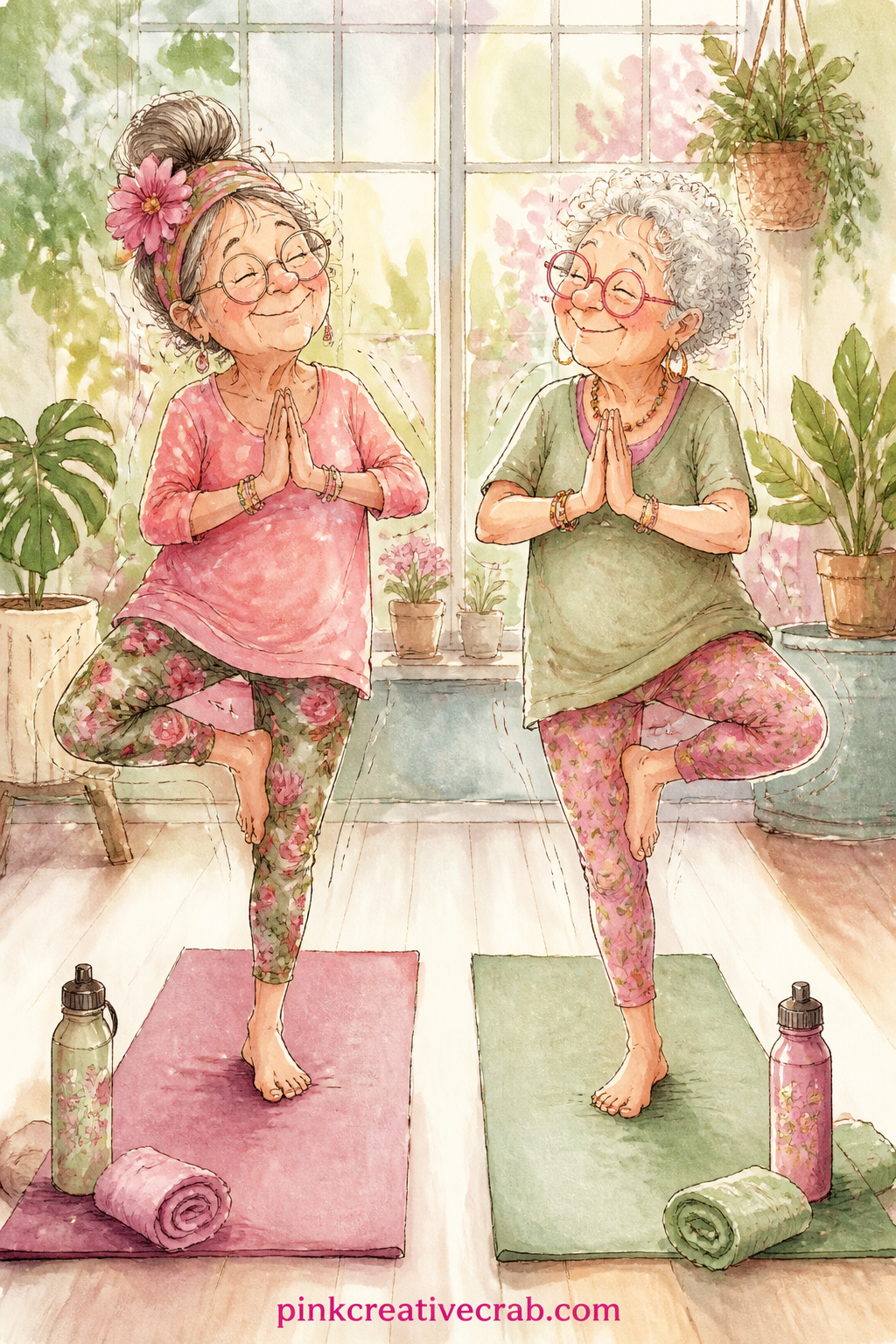 Yoga Class Gone Slightly Wobbly printable page — Catch this page's wobble by tearing its bottom edge unevenly before gluing it in, a small rough detail that