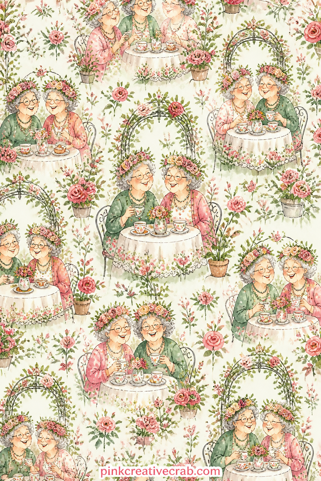 Wearing Flower Crowns At A Garden Party printable page — Place this scene beside a lined page meant for a guest list or a toast, since two friends crowned in