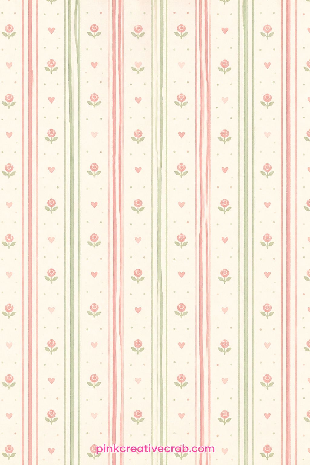 Ticking Stripe Background Paper printable page — A soft ticking stripe in muted sage and cream runs the full page, steady enough to sit quietly under a busier