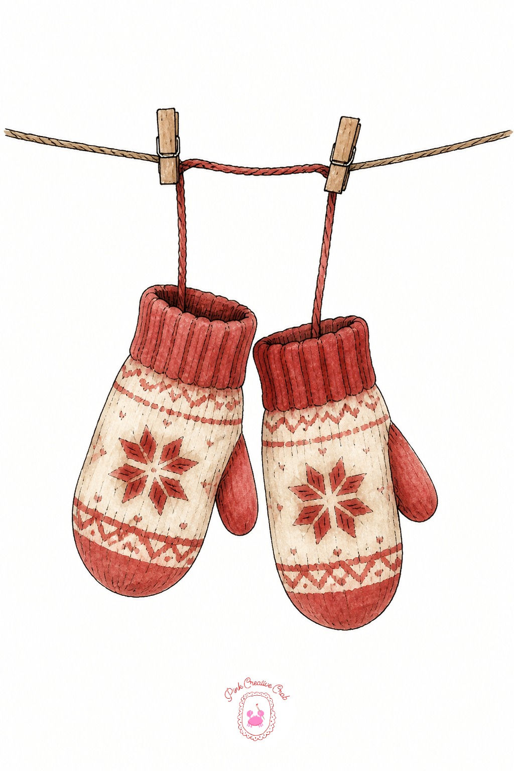 Mittens on a String — Compare the two mitten shapes directly against each other before painting, they should sit at roughly the same angle and size or the pair