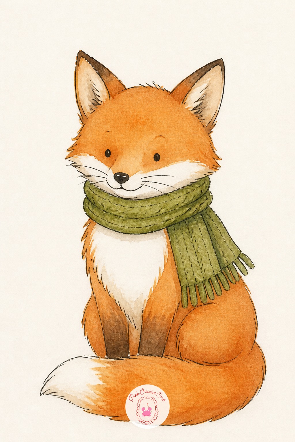 Fox in a Scarf — Measure the head against the body before starting, a sitting fox is roughly one head length from nose to the base of the ears, and the body