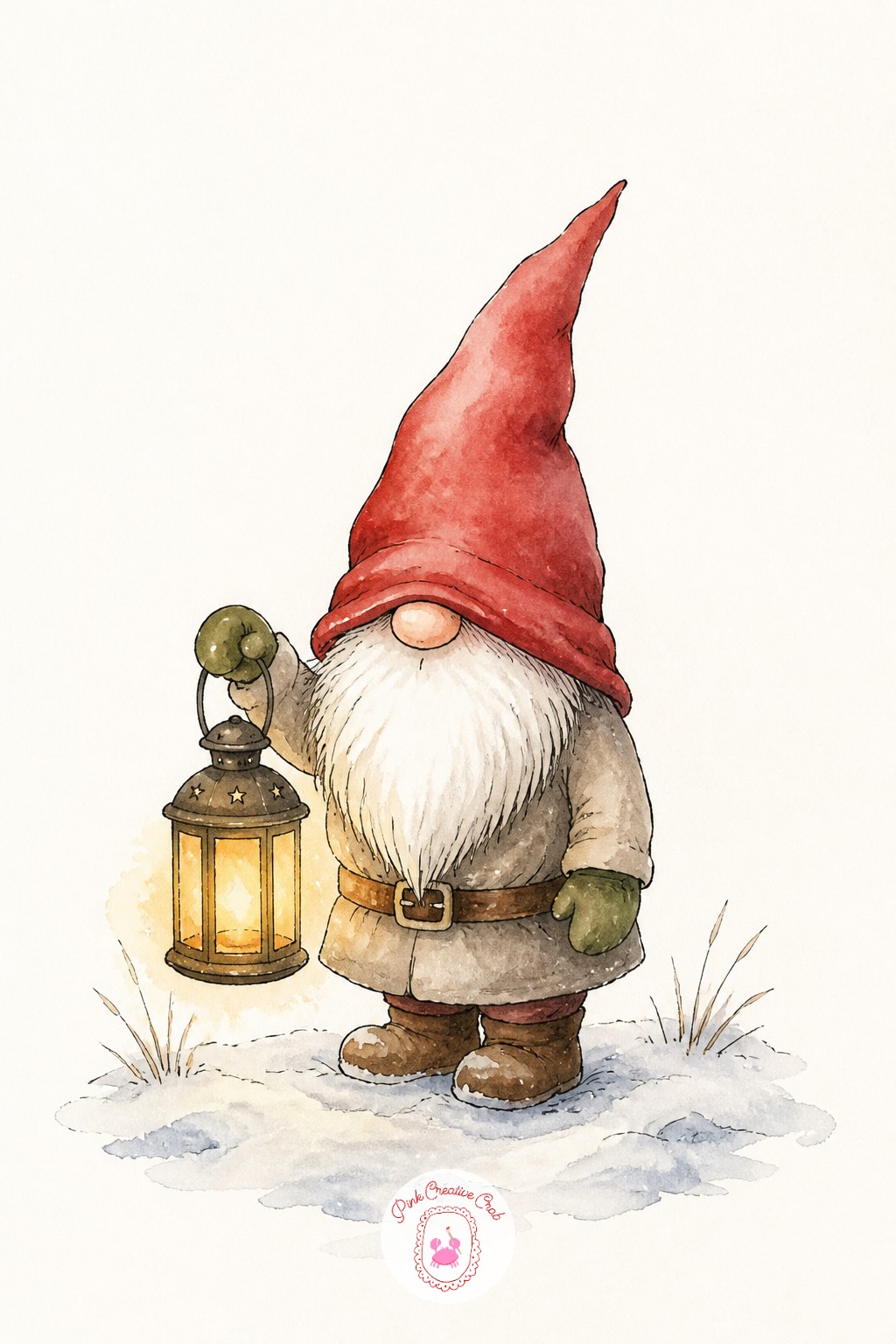 Gnome With Lantern — The whole charm of a gnome rests on the hat being nearly as tall as the body below it, so measure that first: hat length should roughly