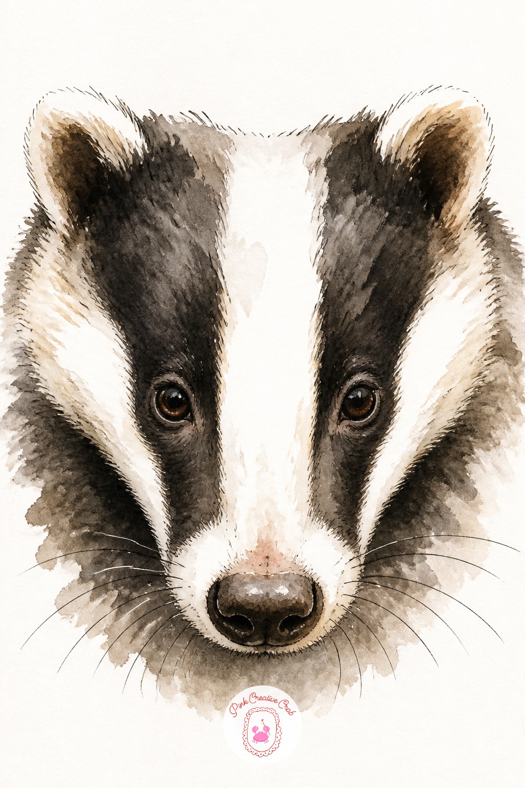 Badger Face Peering Out — The black and white stripe pattern on a badger face is the whole drawing, so get the stripe placement right before adding any other