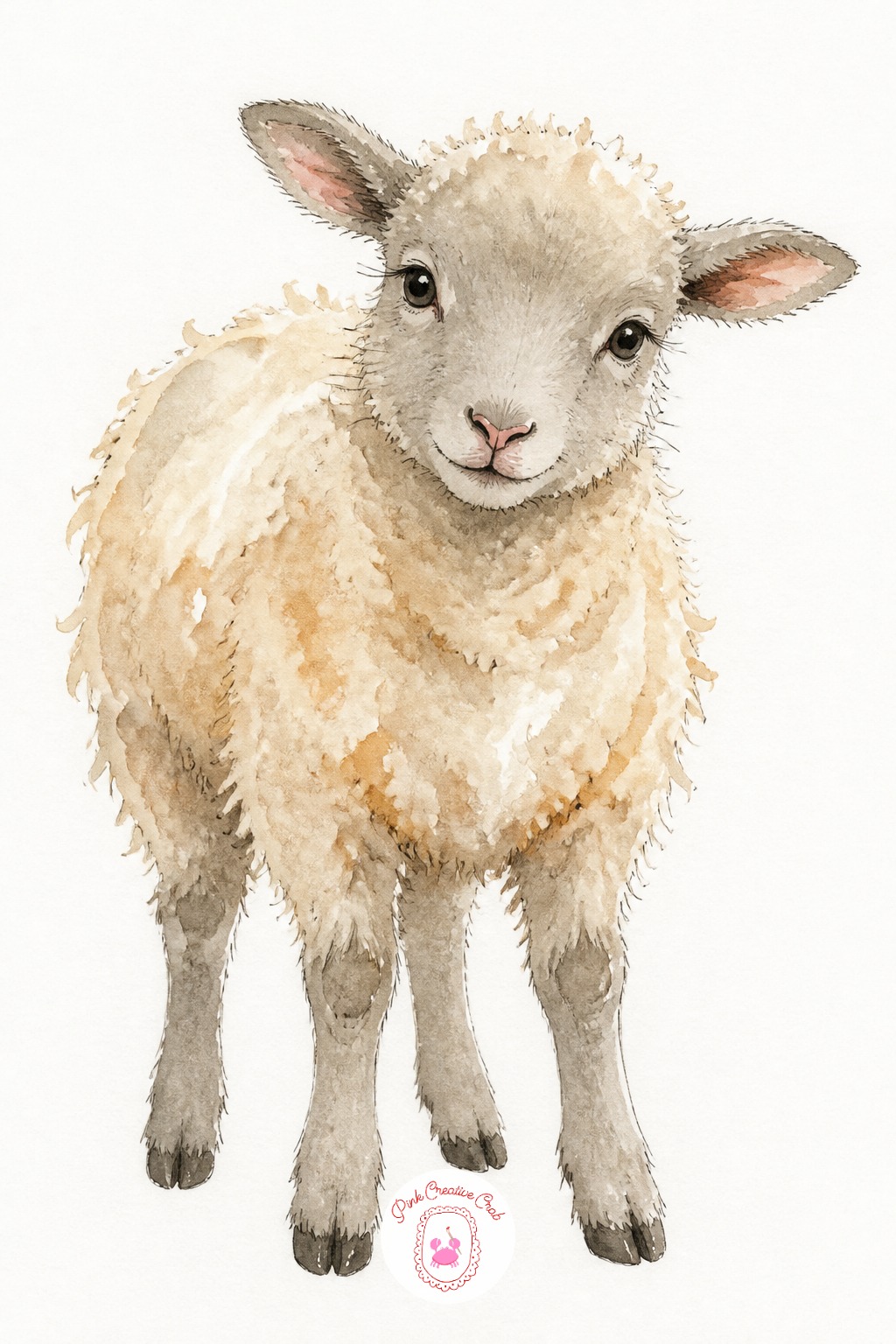 Lamb With Woolly Coat — Build the wool texture with a dry brush loaded with very little paint, dragged sideways in short overlapping arcs rather than painted