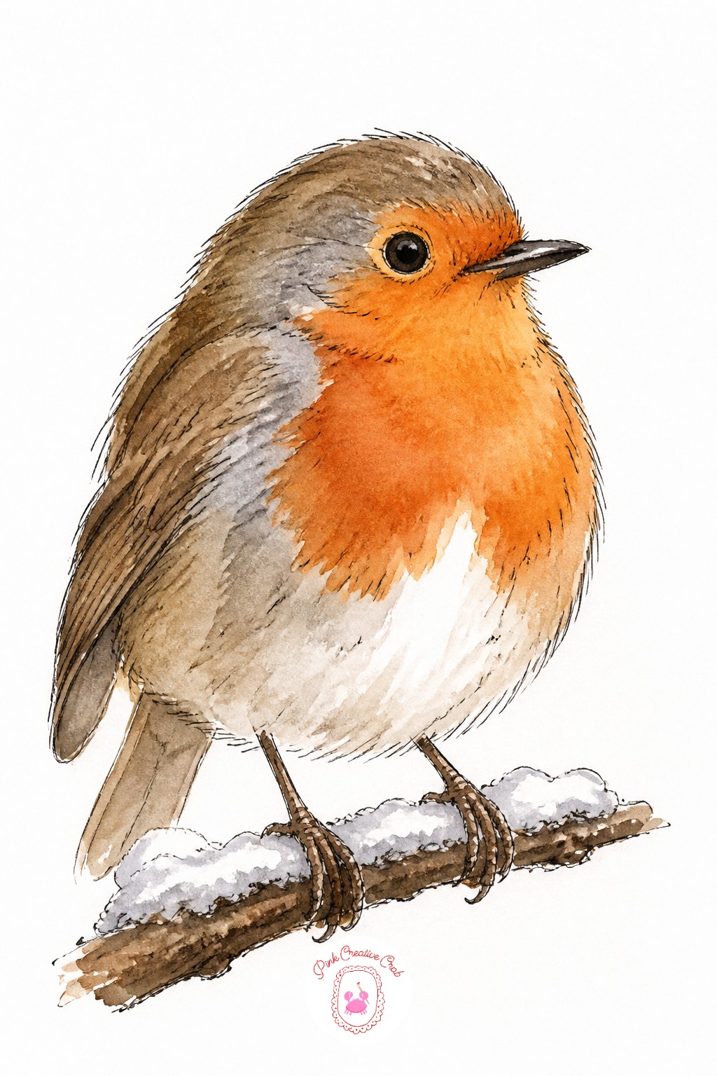 Robin on a Snowy Twig — Birds close out the list with a robin, where the red breast is the whole appeal, so protect that shape early. Cute animal drawing ideas