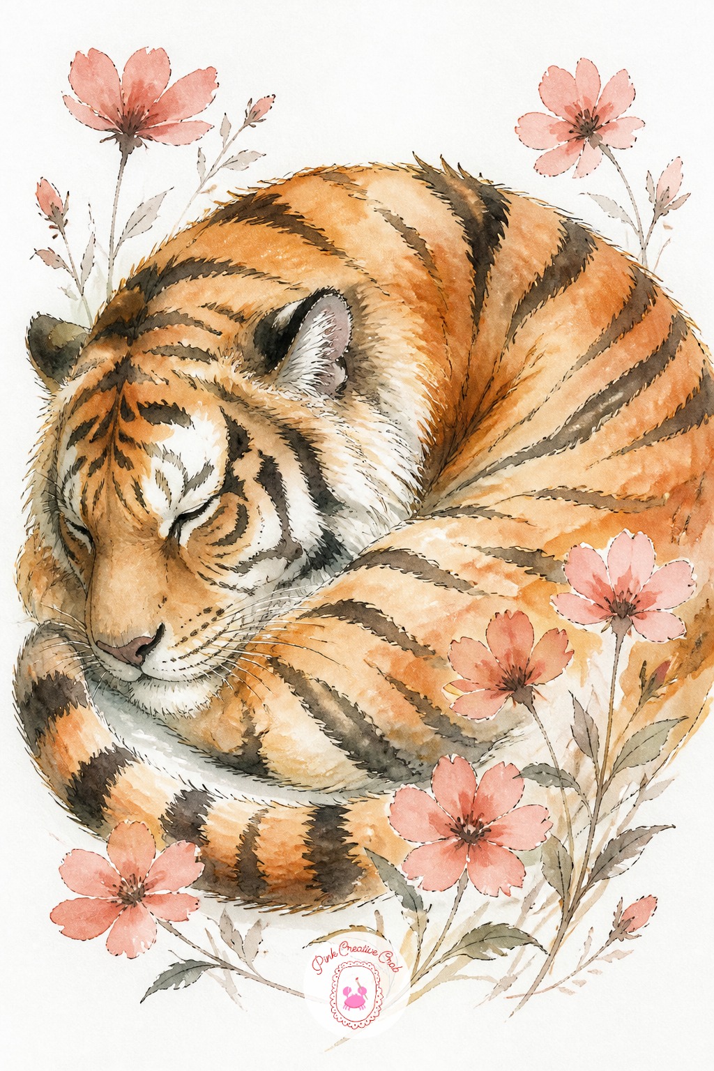 Sleeping Tiger Among Flowers — Flat, lifeless eyes are the most common problem in any big cat drawing, tiger included, and the fix is simple: leave one tiny