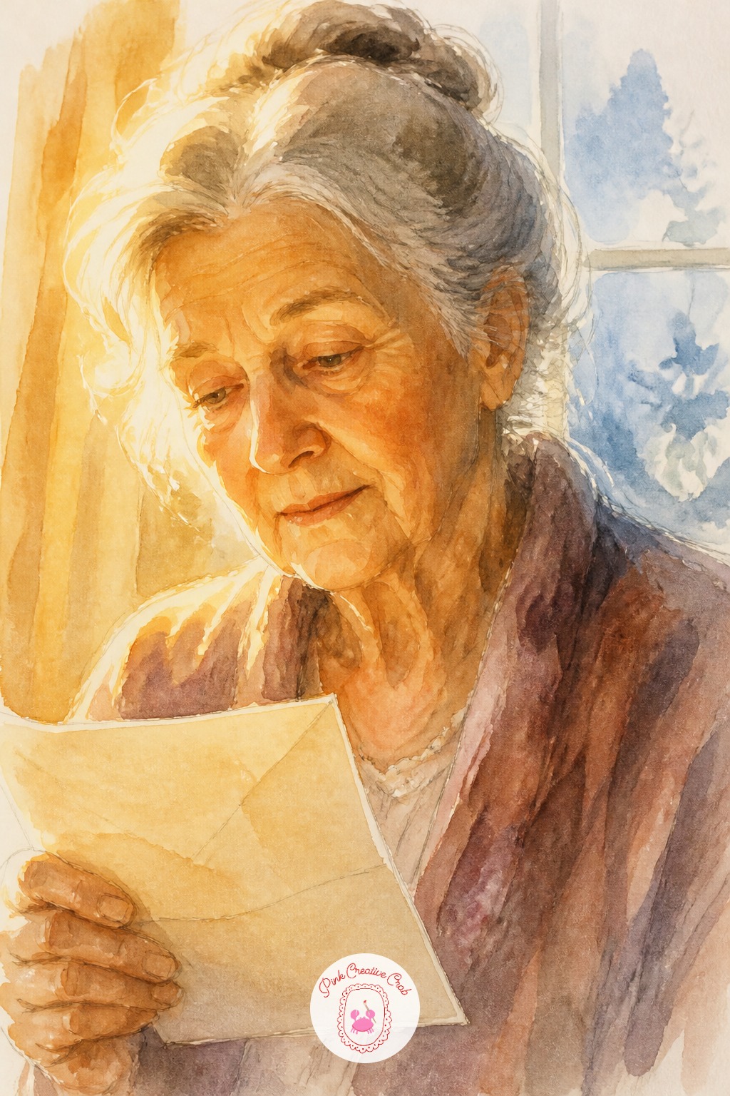 Grandmother Reading a Letter — Decide where the window light sits before you touch the brush, since it changes everything else. Sketchbook portrait