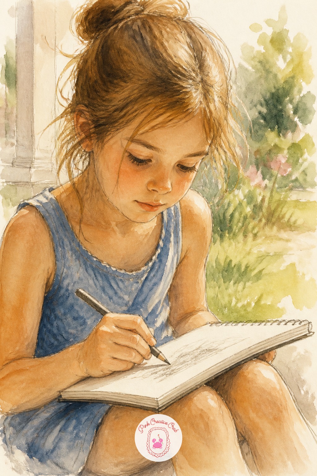 Grandchild Sketching Beside Her — Next time this idea comes around, flip the usual approach and make it about watching rather than acting: a child's quiet