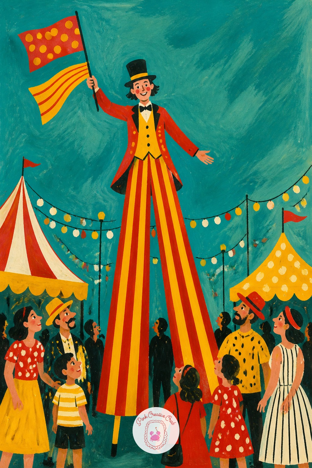 Stilt Walker Towering Over The Crowd — Keep the eye level low and near the ground, at about the height of the crowd's shoulders, which forces the stilt
