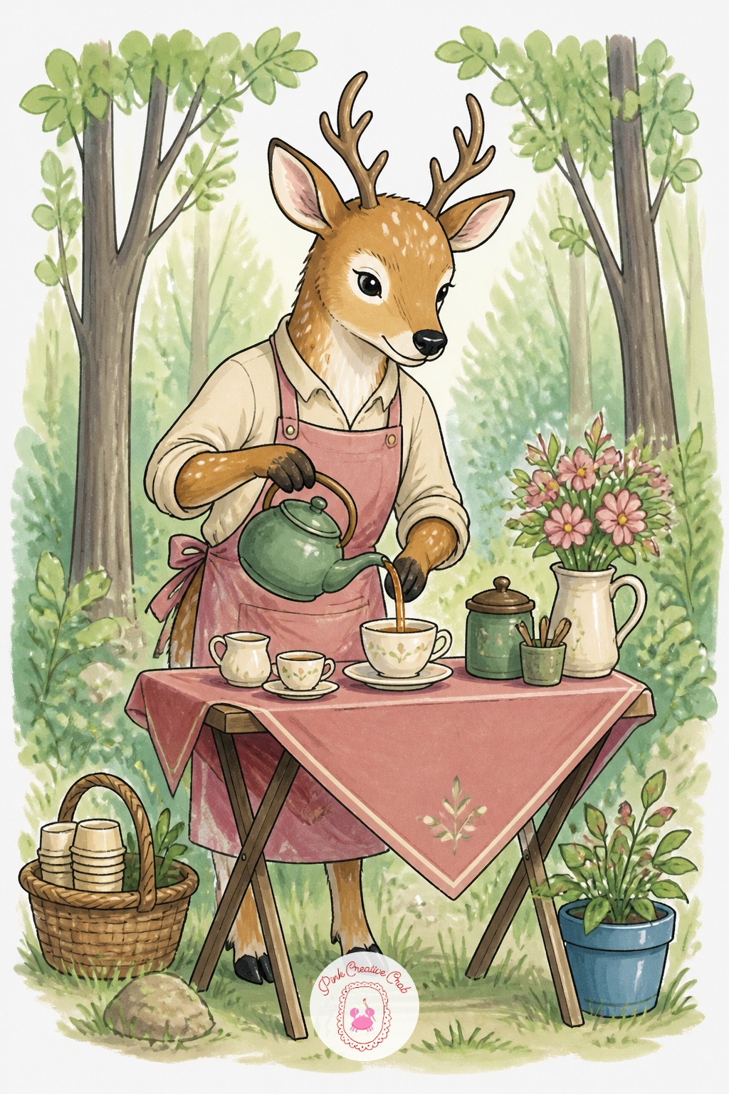 Deer Running a Tea Stall in the Woods — Ears and antlers change this animal's silhouette more than any other feature, so block those in first and build the