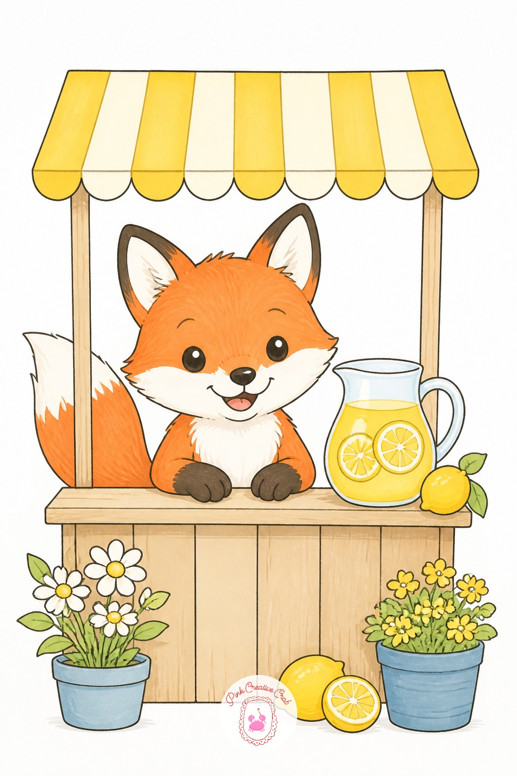 Fox Cub Running a Lemonade Stand — Younger-looking characters need rounder proportions than their adult counterparts, a bigger head relative to the body and