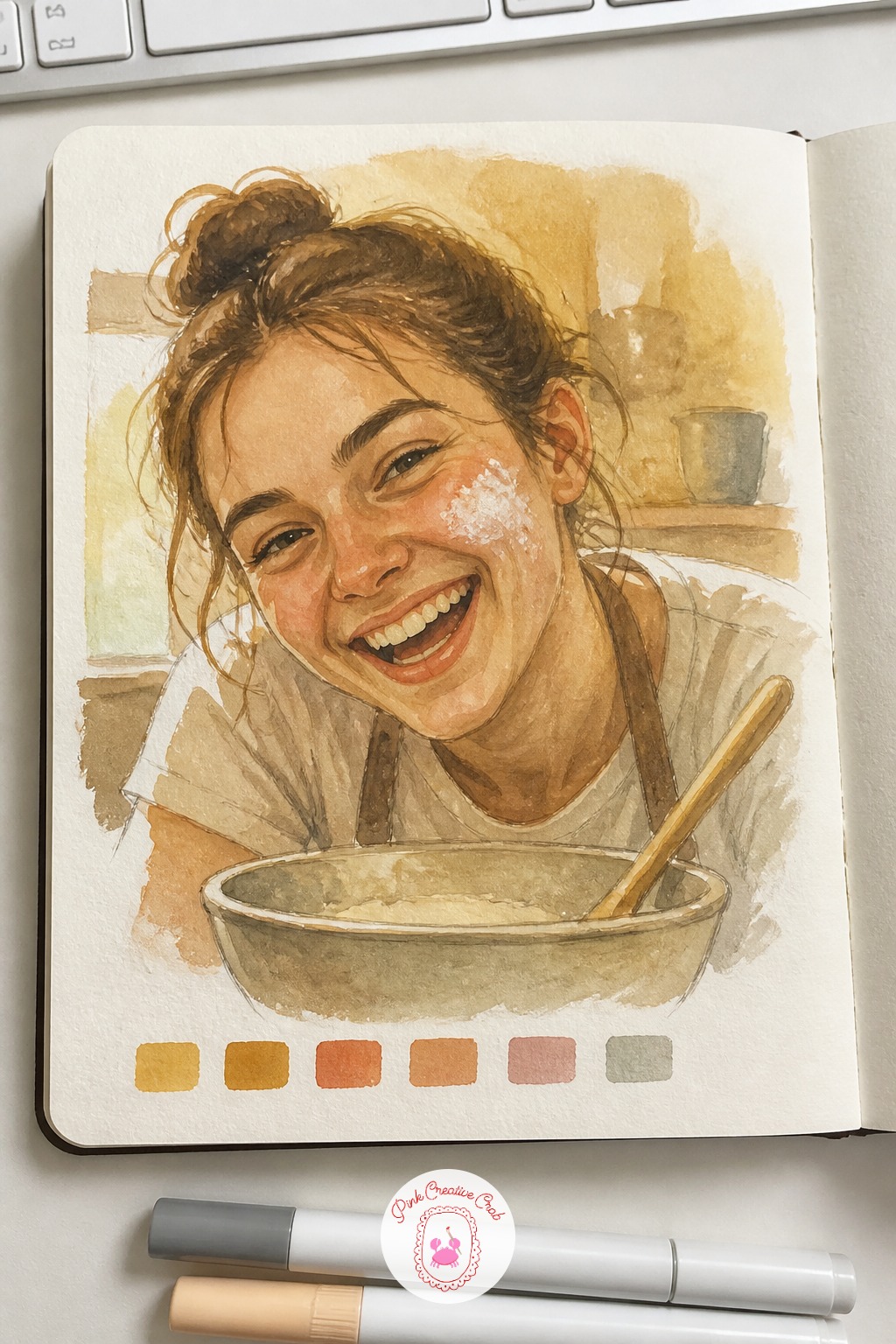 Girl With Flour on Her Cheek — Measure the face before anything else: mark the halfway point of the head shape, which usually lands right at the eyes, then